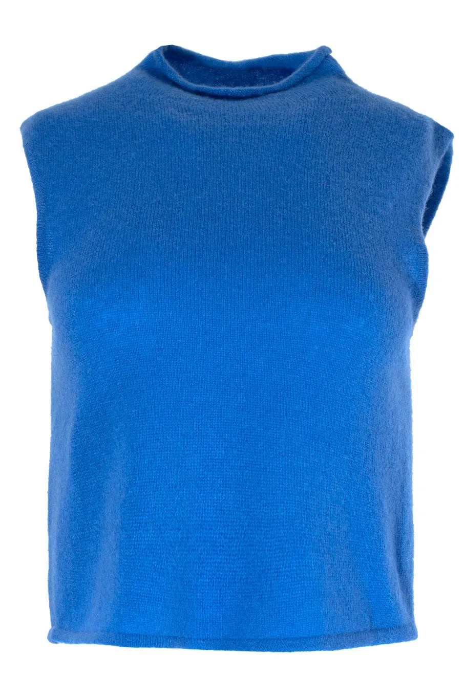 Airy Cashmere Silk Roll Neck Tank
