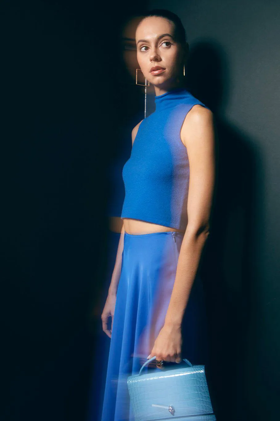 Airy Cashmere Silk Roll Neck Tank
