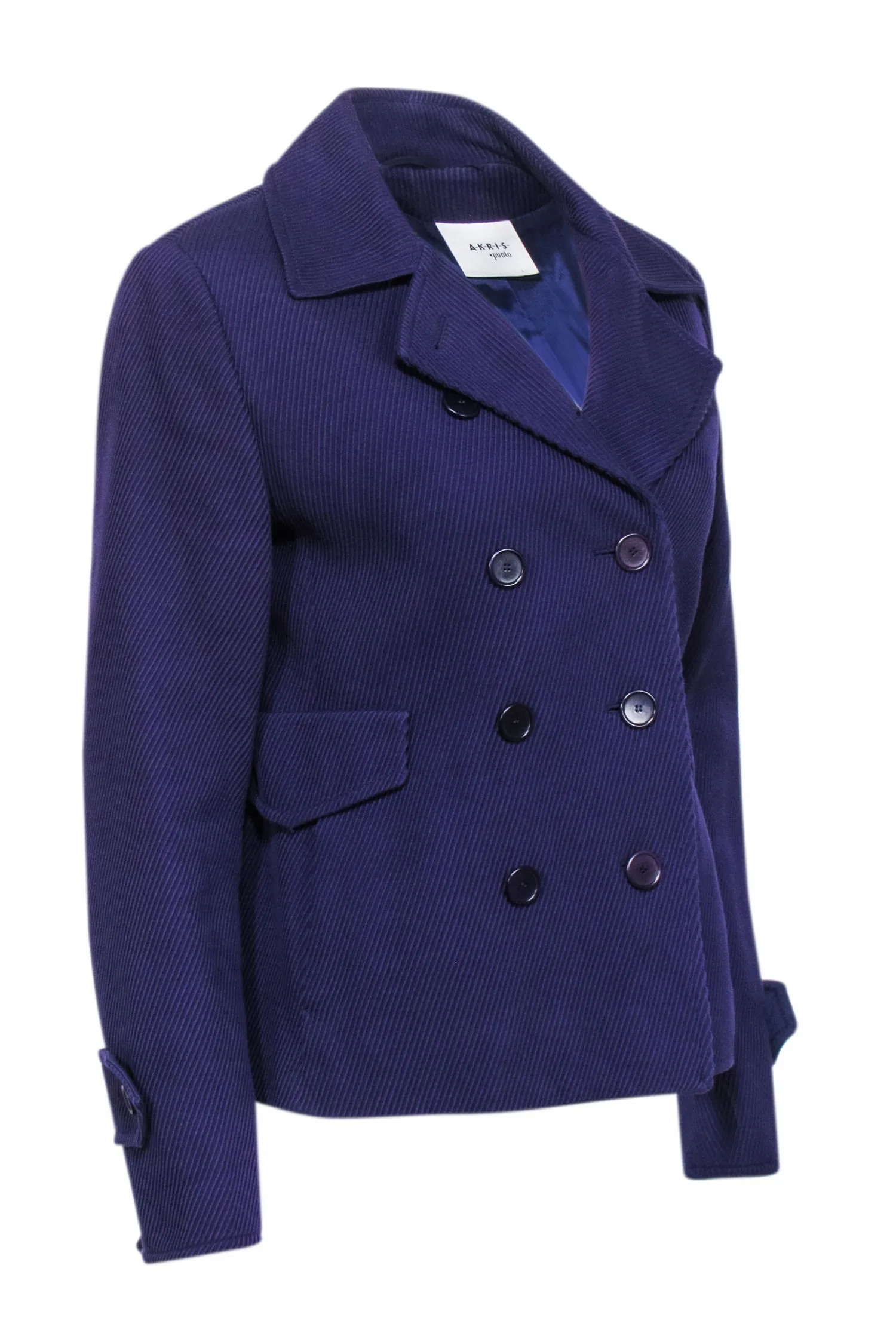 Akris - Purple Ribbed Double Breasted Jacket Sz 8