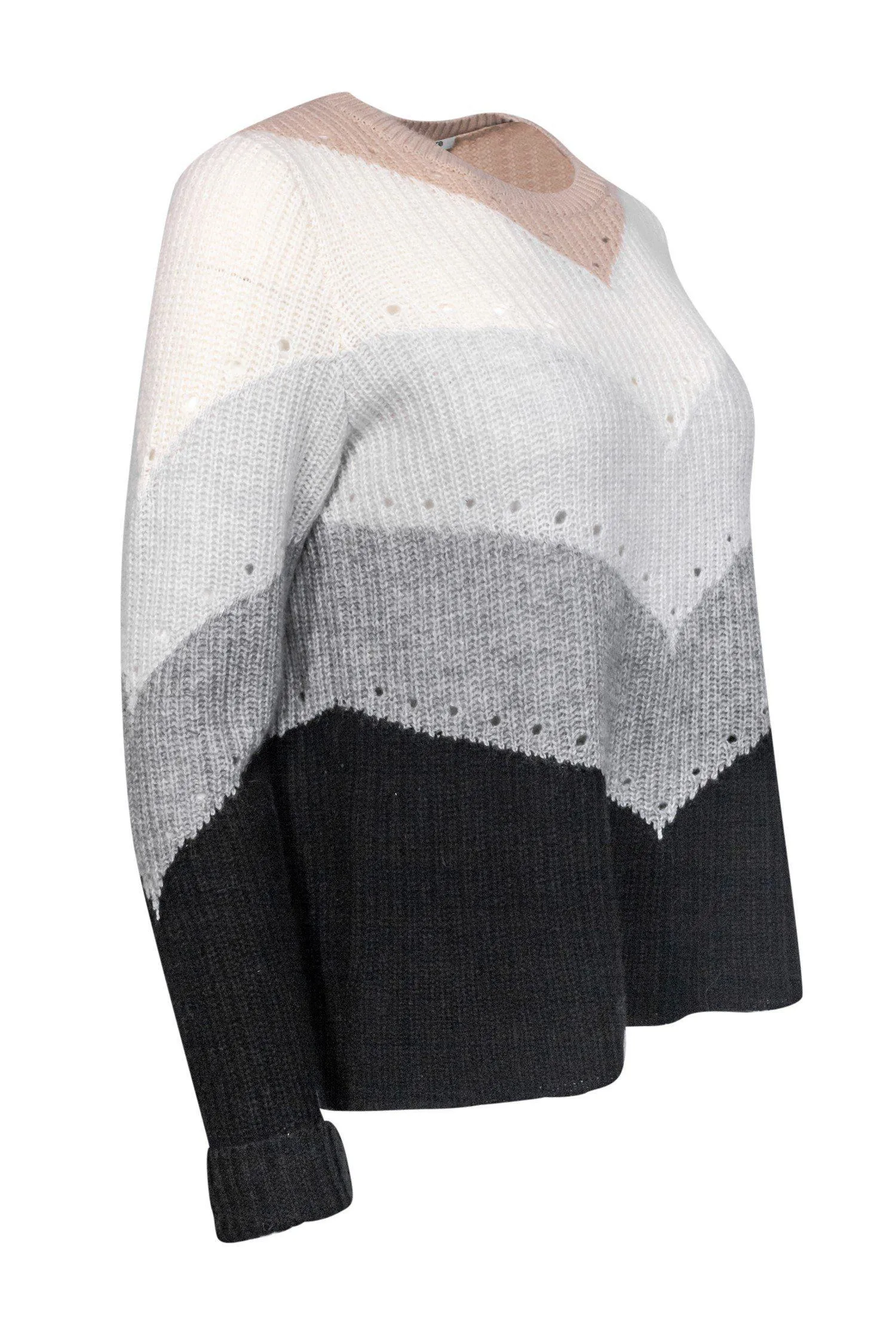 Autumn Cashmere - Black & Grey Cashmere Sweater Sz S