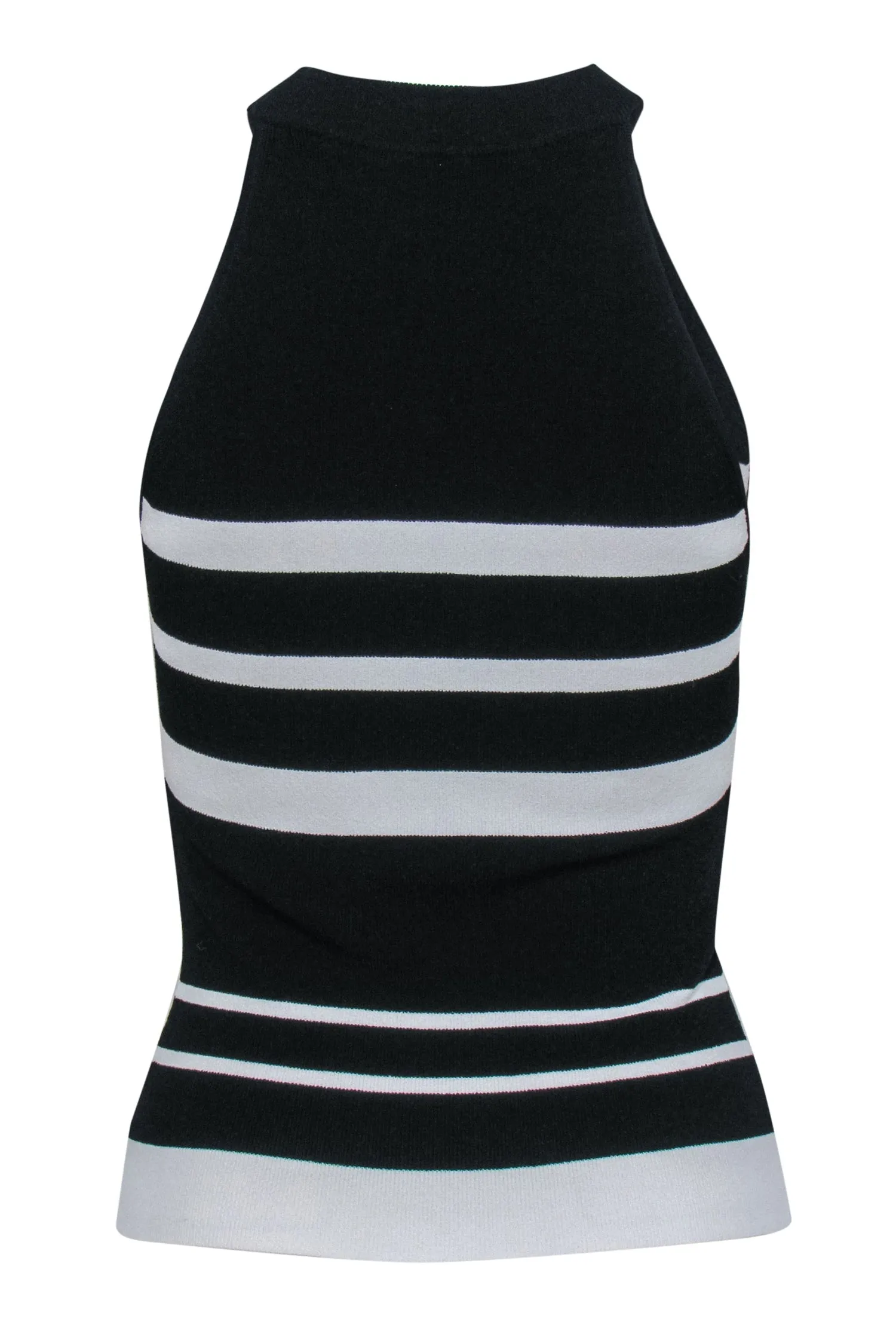 Autumn Cashmere - Black & White Striped High Neck Knit Crop Top Sz XS