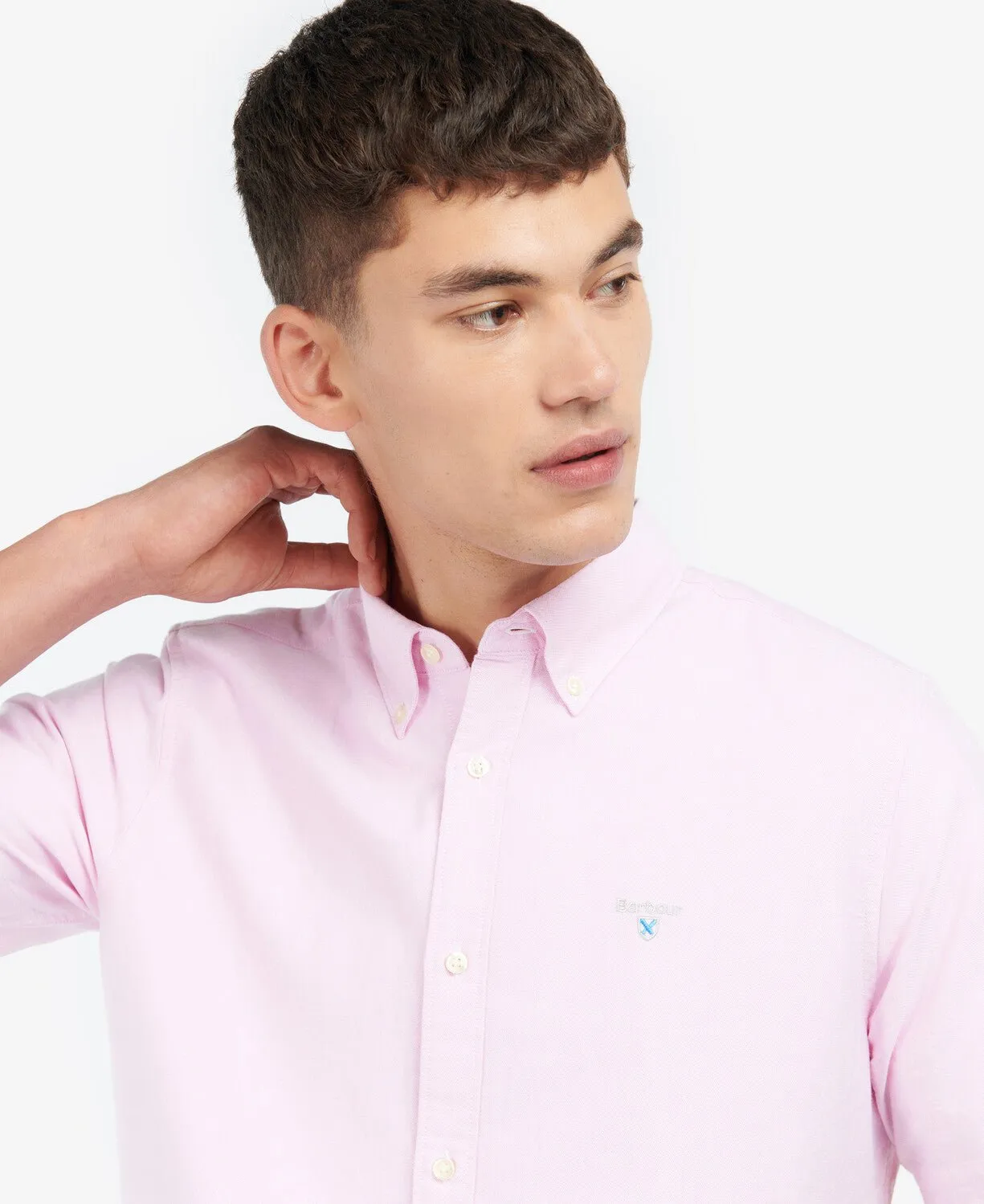 BARBOUR Oxford Short Sleeve Tailored Cotton Shirt PINK