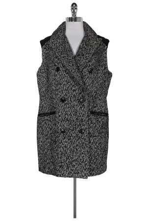 BCBG Max Azria - Black & Cream Roxy Vest Coat Sz L