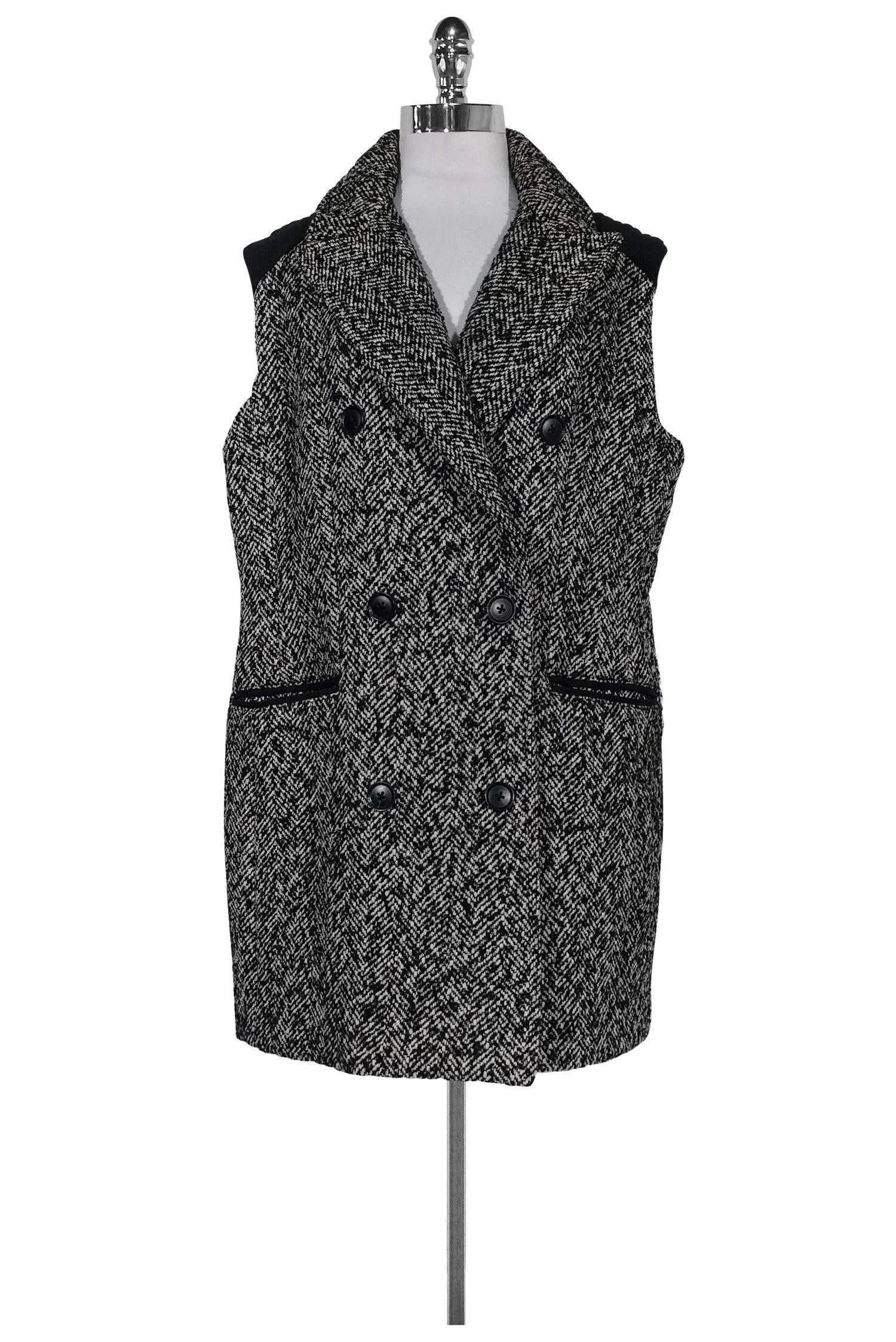 BCBG Max Azria - Black & Cream Roxy Vest Coat Sz L