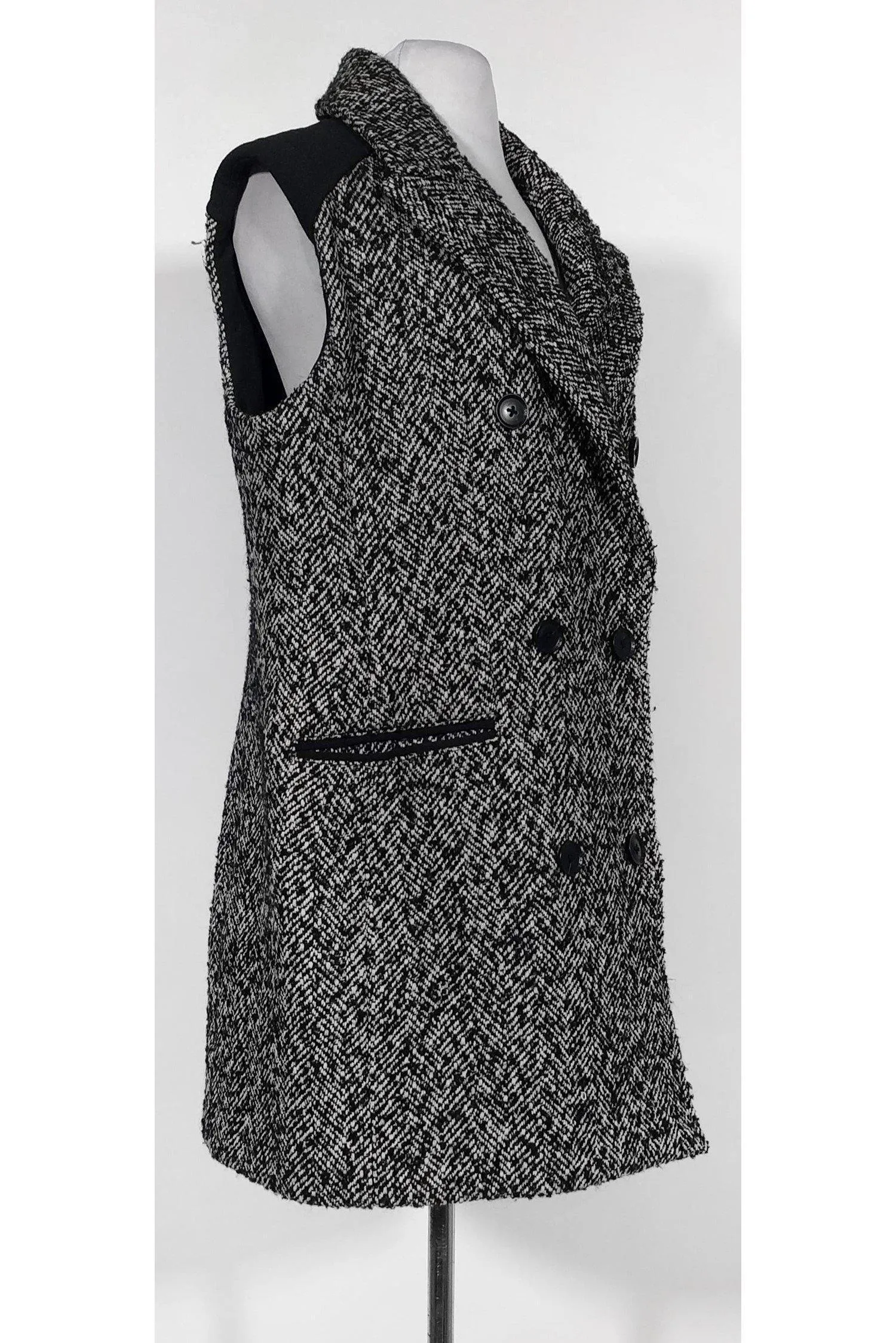 BCBG Max Azria - Black & Cream Roxy Vest Coat Sz L