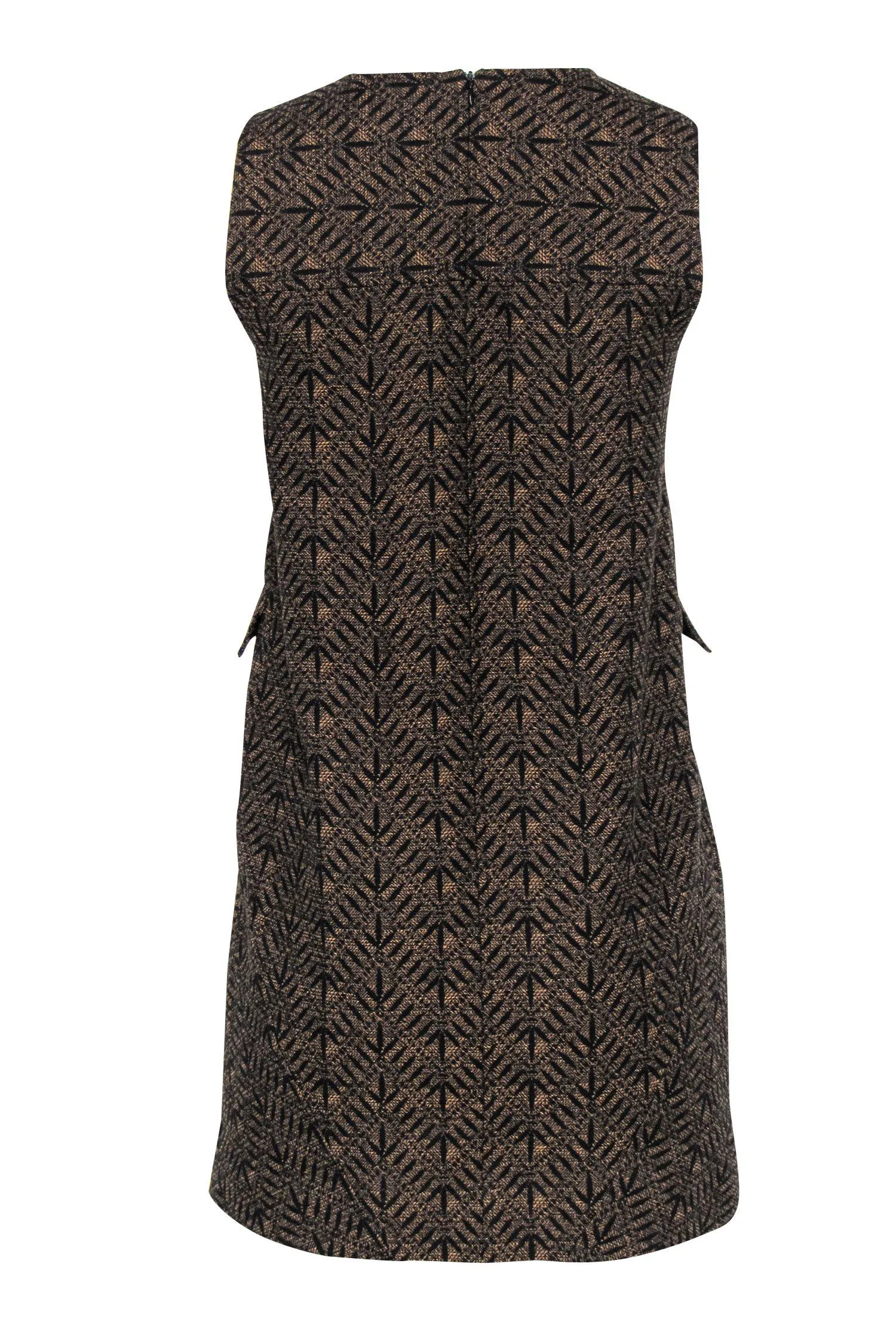 Billy Reid - Black & Gold Patterned Tweed Shift Dress Sz S