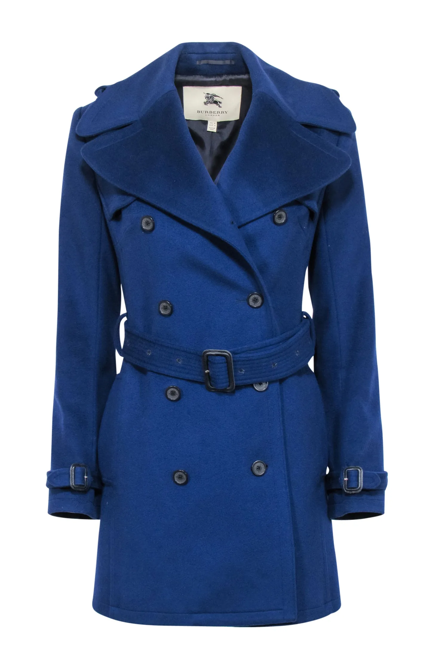 Burberry - Navy Double Breasted Button Coat Sz 6