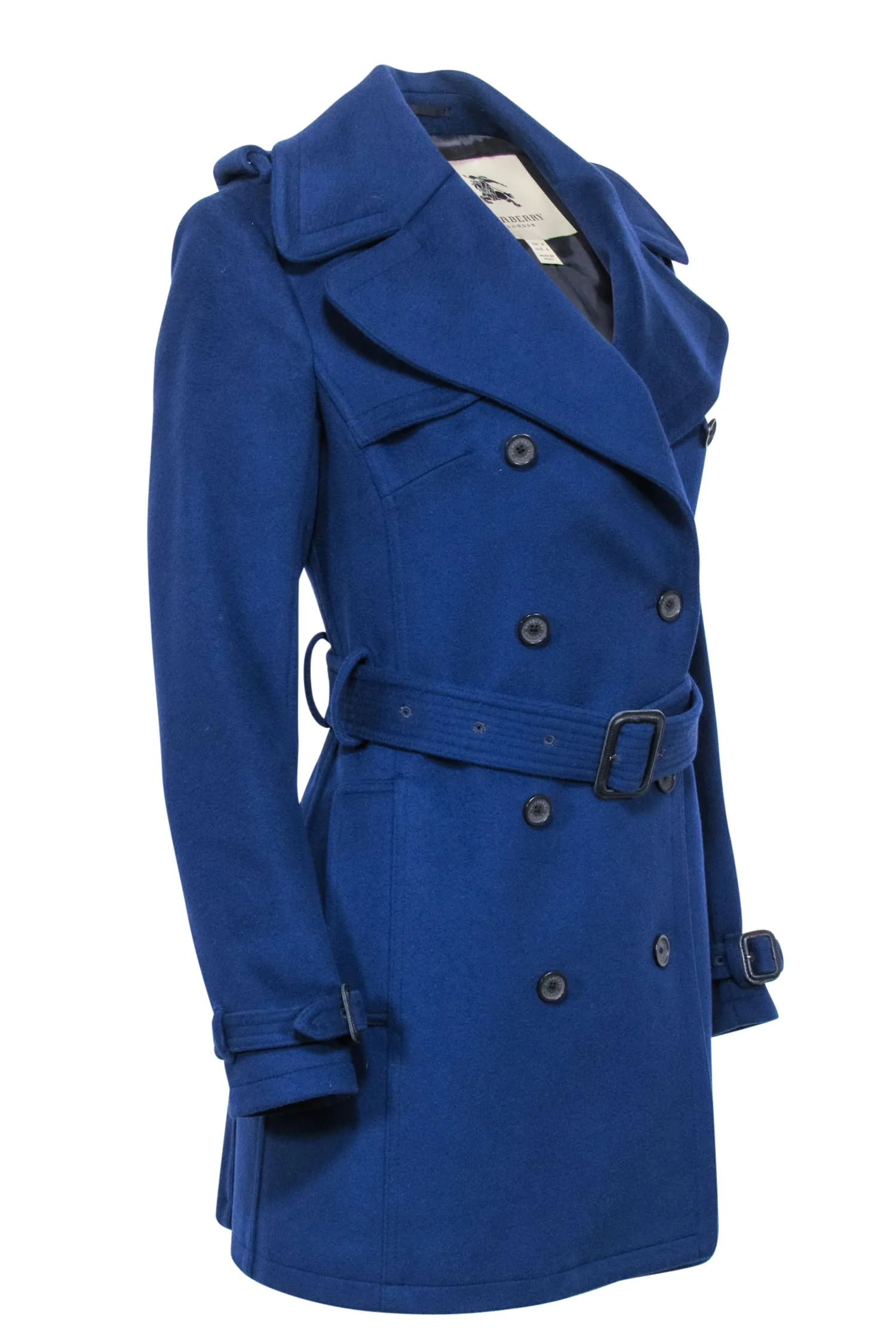 Burberry - Navy Double Breasted Button Coat Sz 6