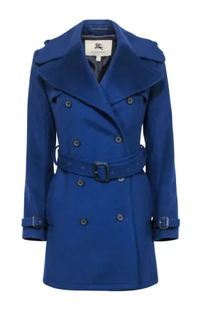 Burberry - Navy Double Breasted Button Coat Sz 6