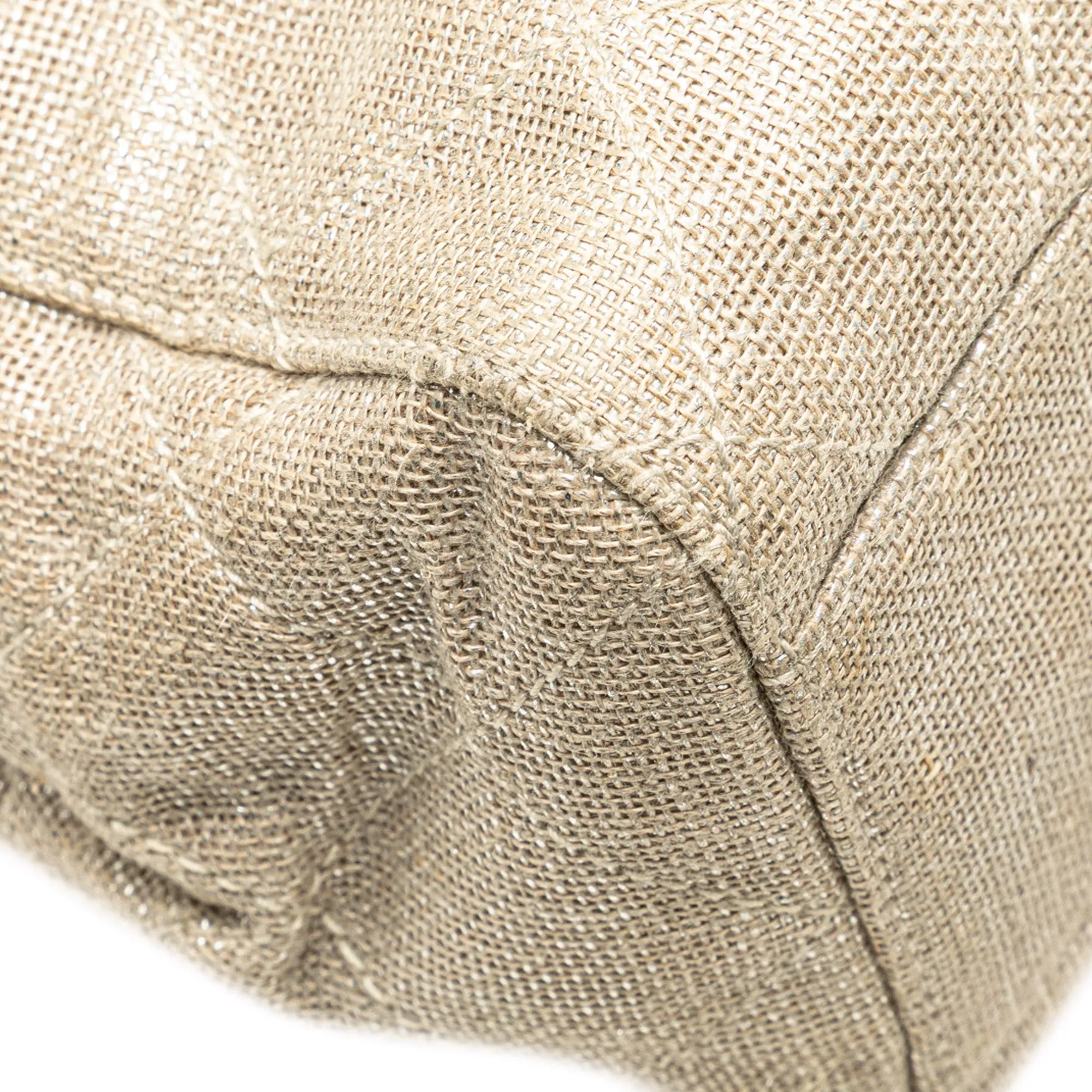 Chanel CC Stitched Linen Chain Tote