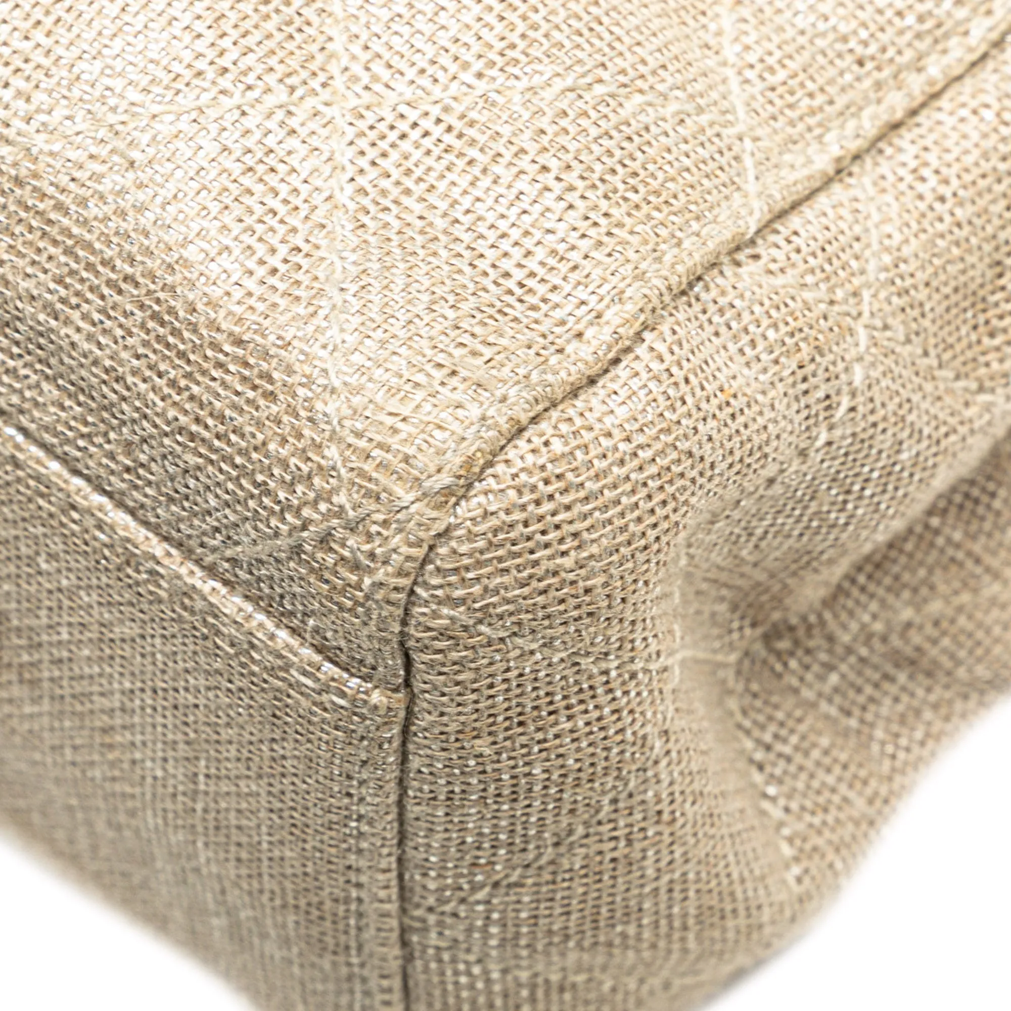 Chanel CC Stitched Linen Chain Tote
