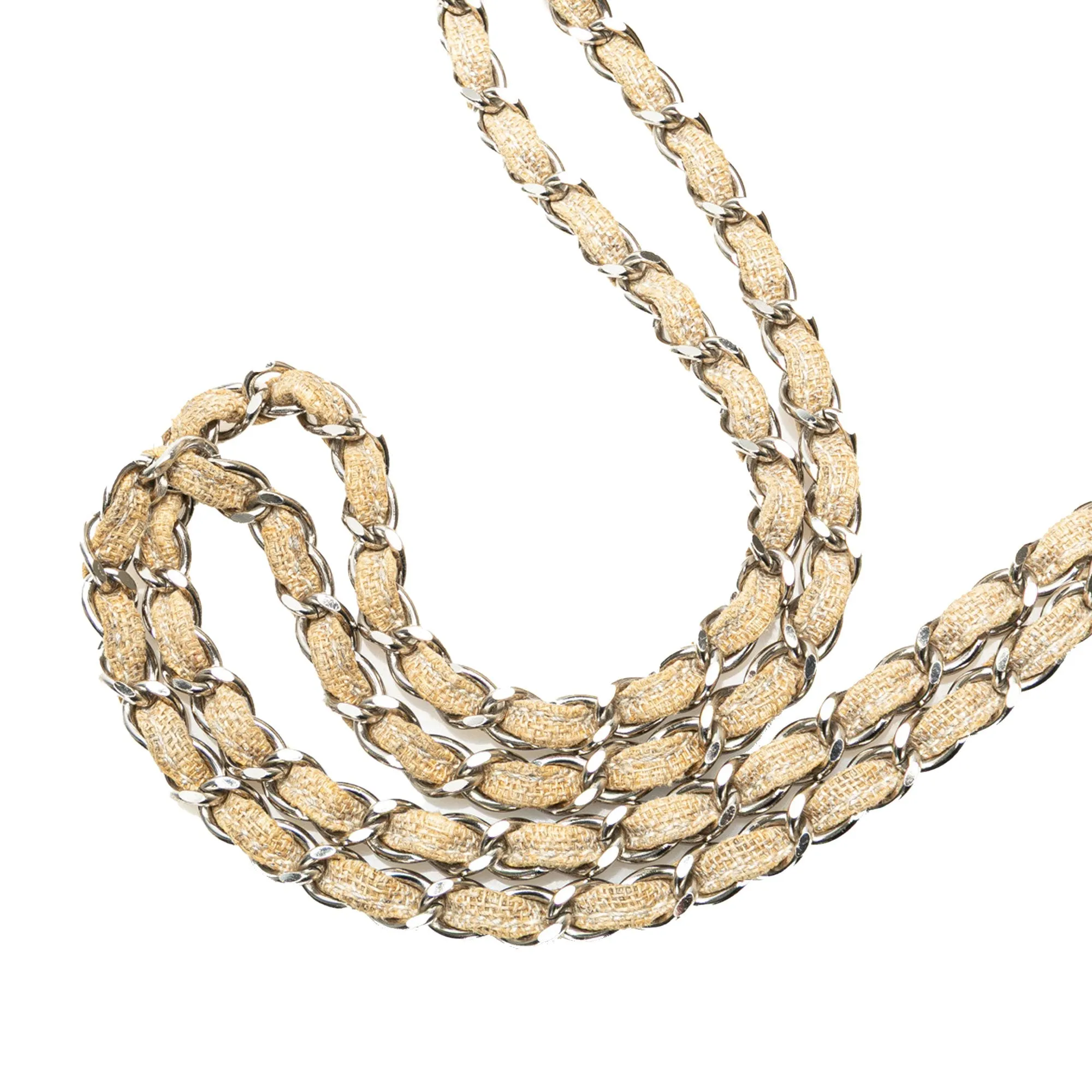 Chanel CC Stitched Linen Chain Tote