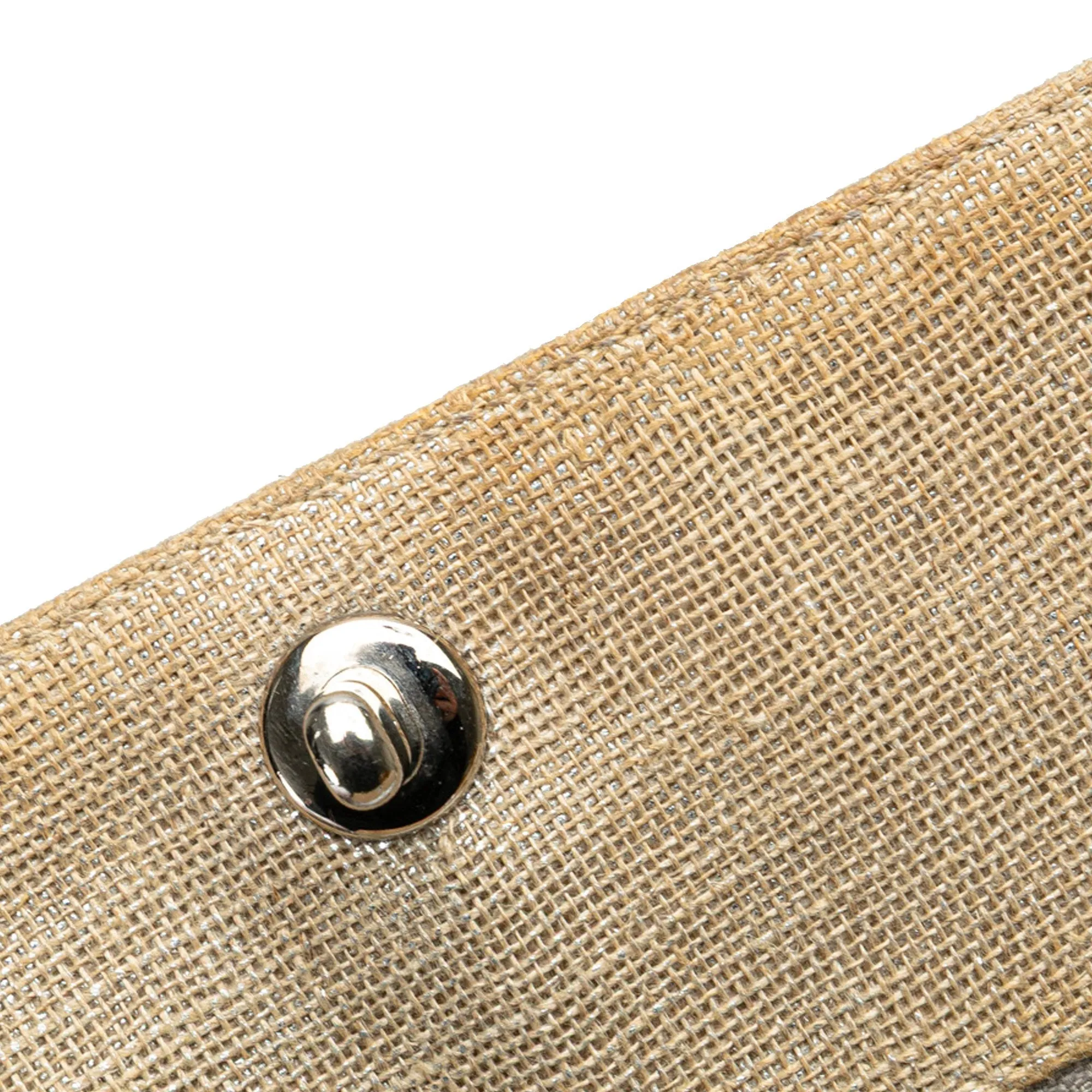 Chanel CC Stitched Linen Chain Tote