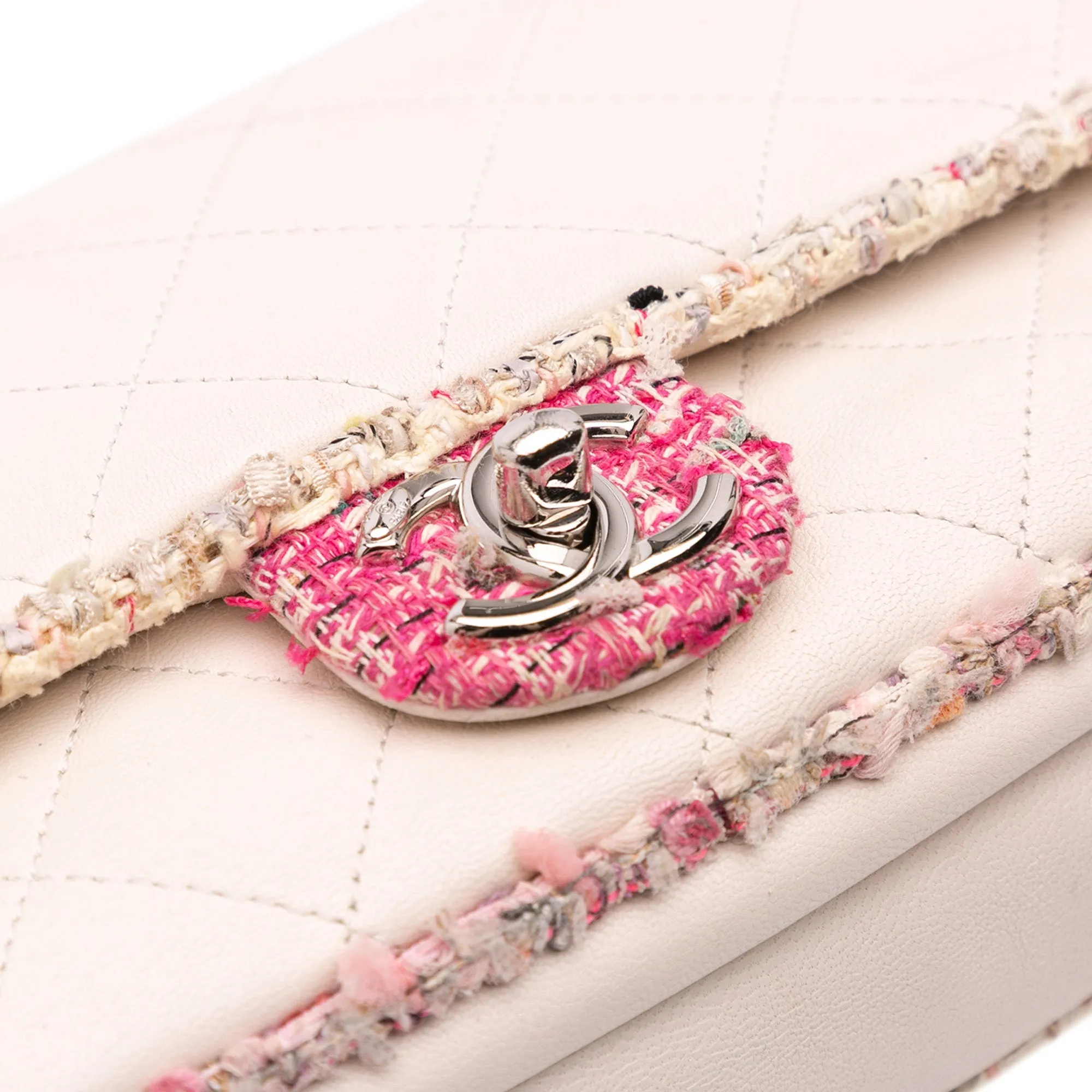 Chanel Quilted Lambskin and Tweed Elegant Trim Flap