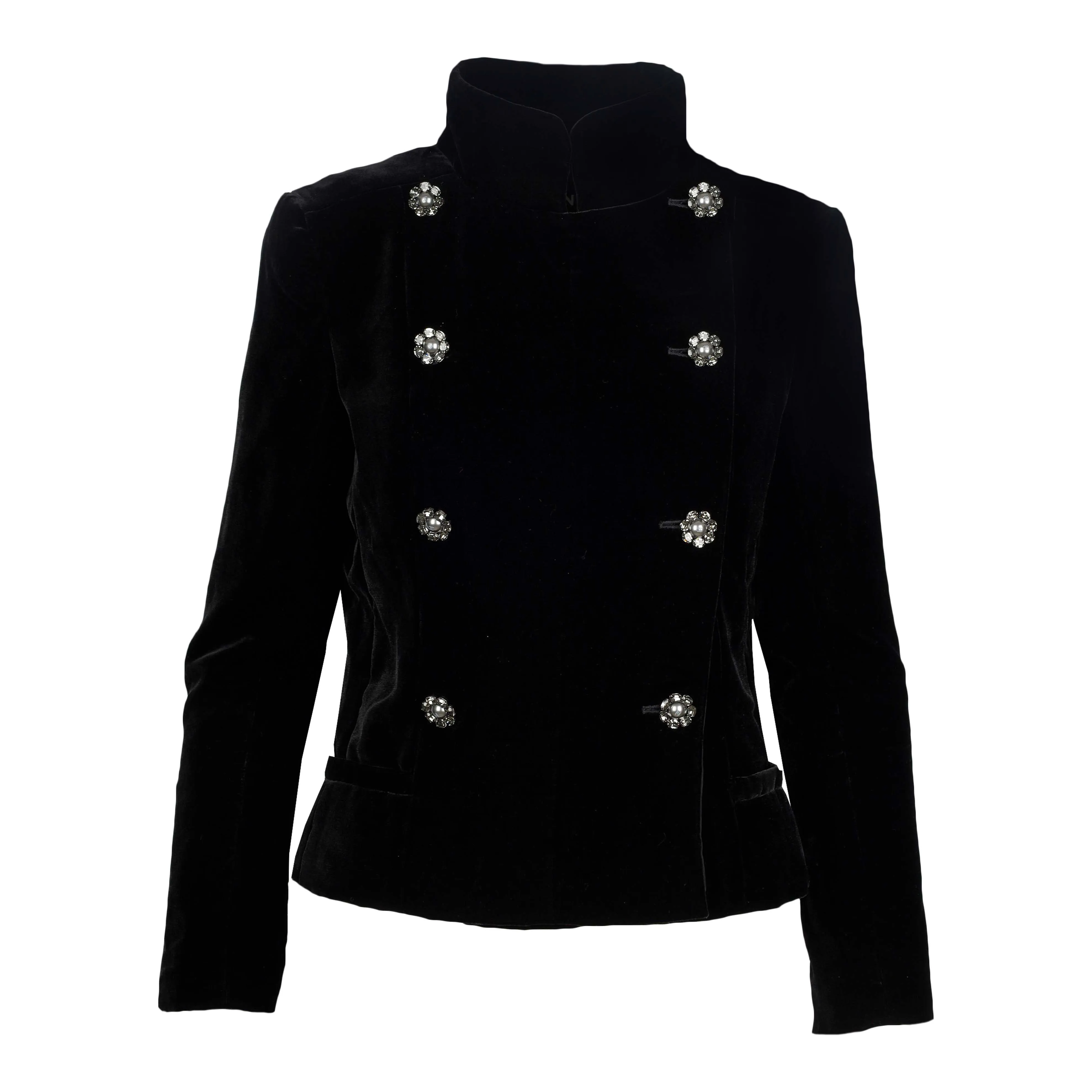 Chanel Velvet Jacket with Stone Buttons - '10s