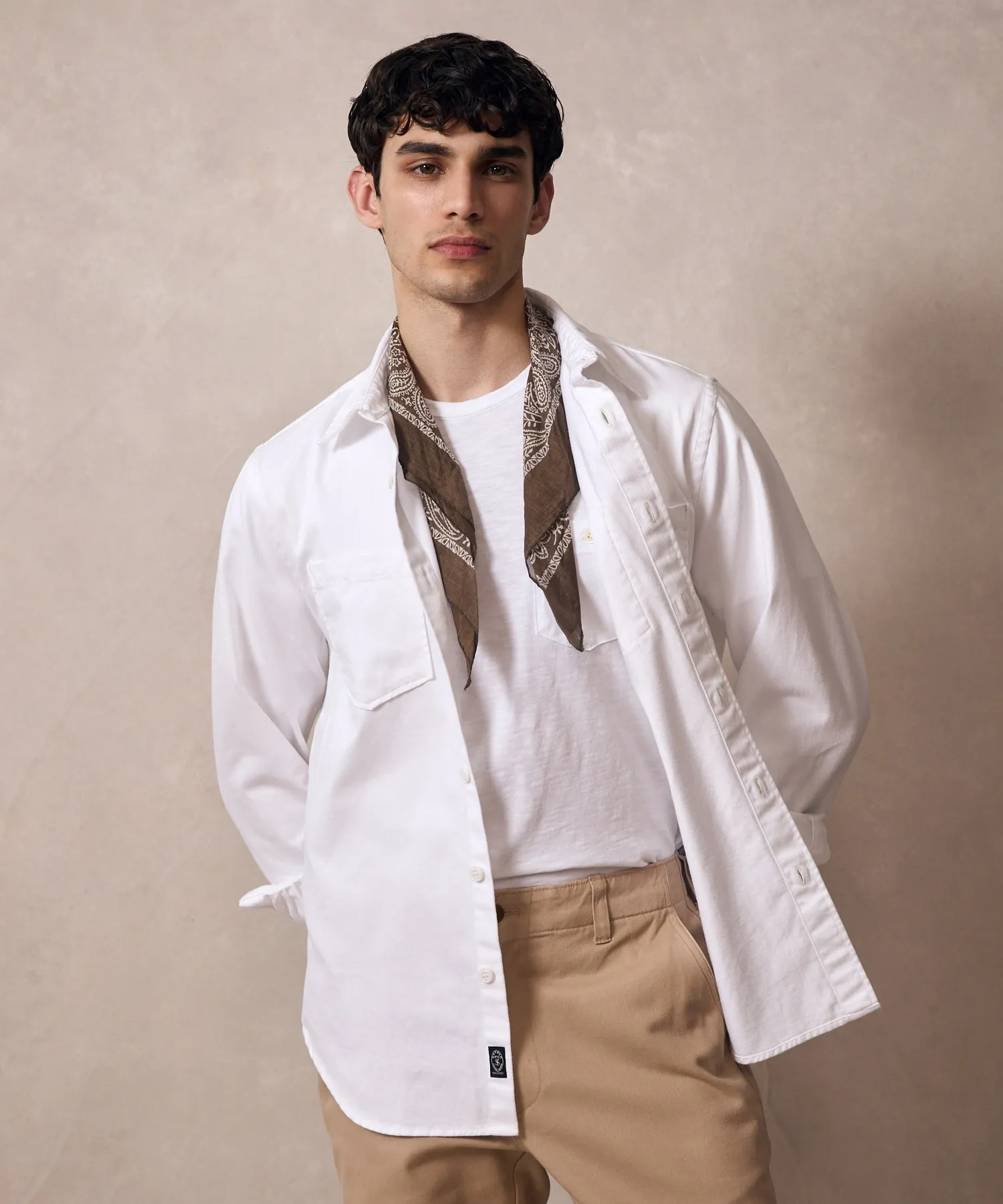 Classic Fit Denim Overshirt in White