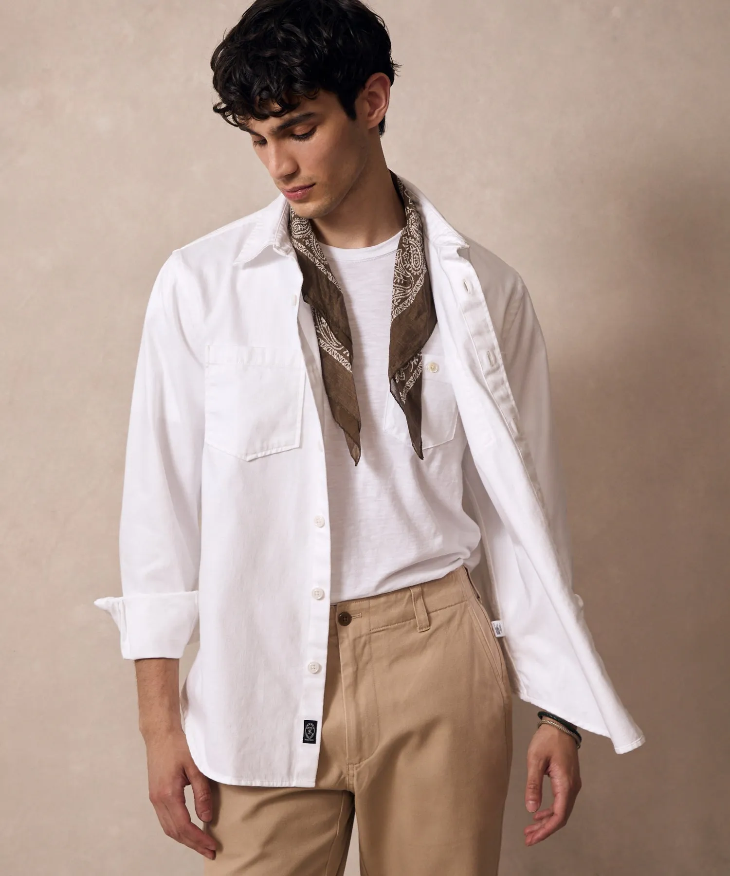 Classic Fit Denim Overshirt in White