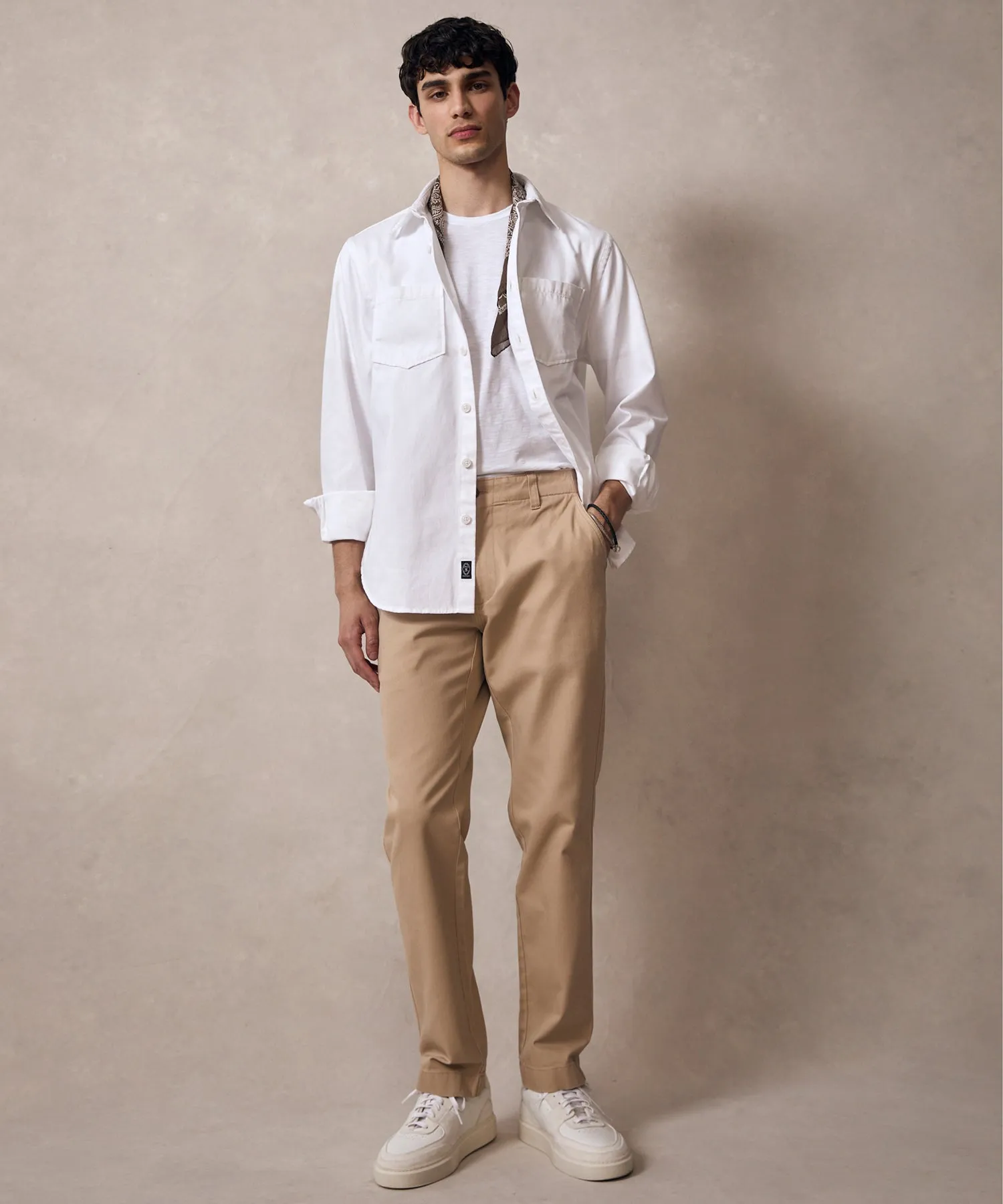 Classic Fit Denim Overshirt in White