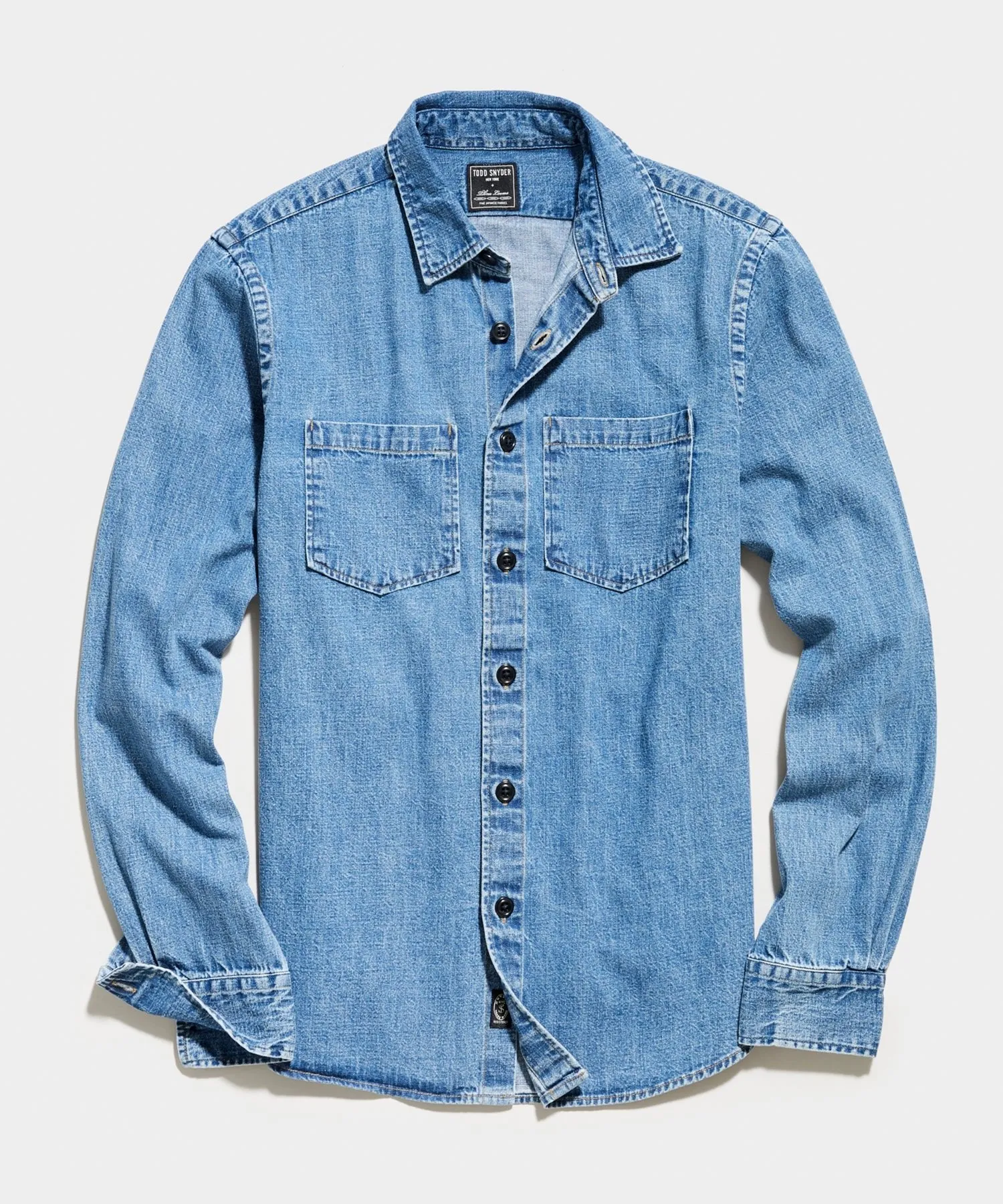 Classic Fit Italian Denim Overshirt in Stone Wash