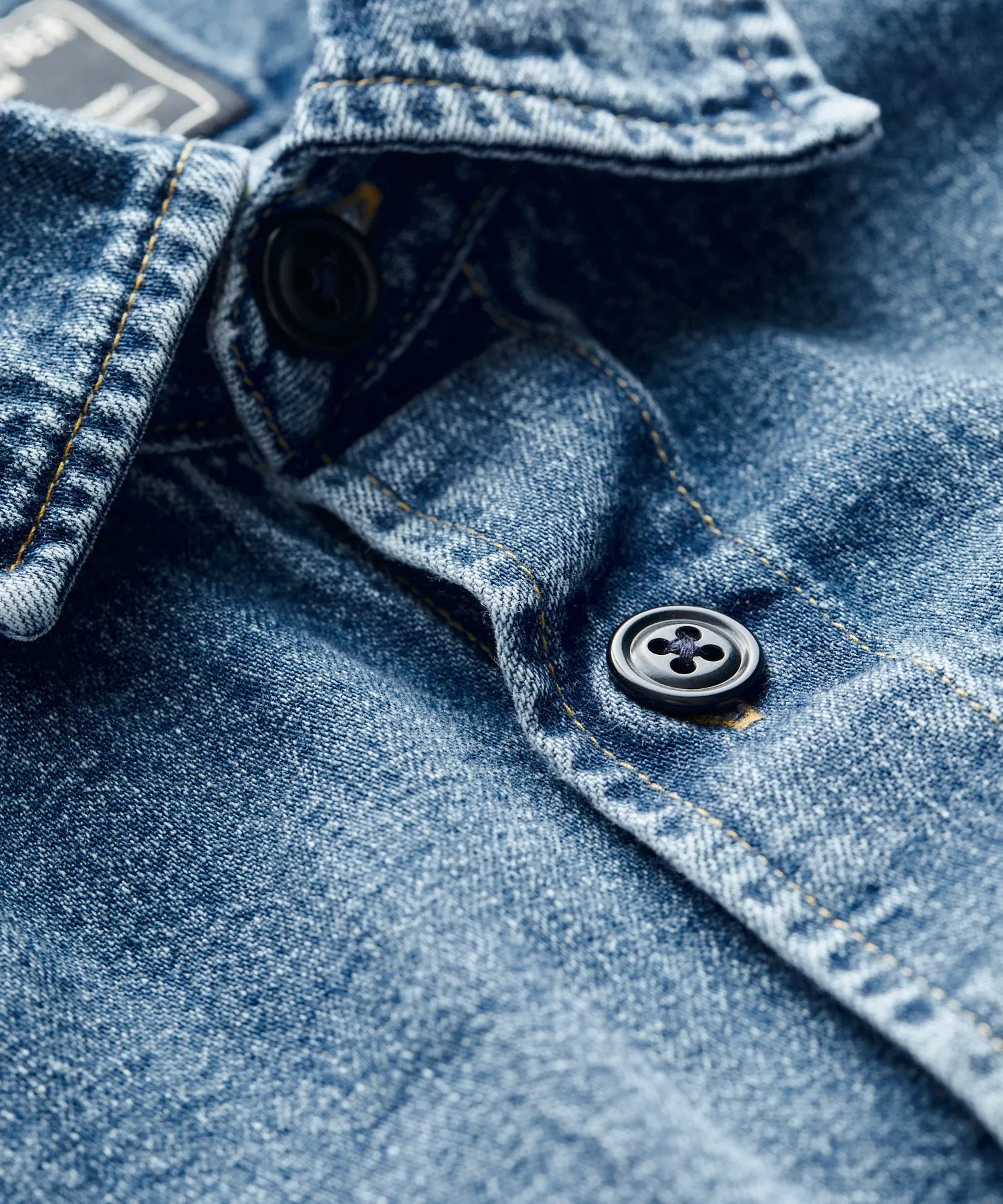Classic Fit Italian Denim Overshirt in Stone Wash