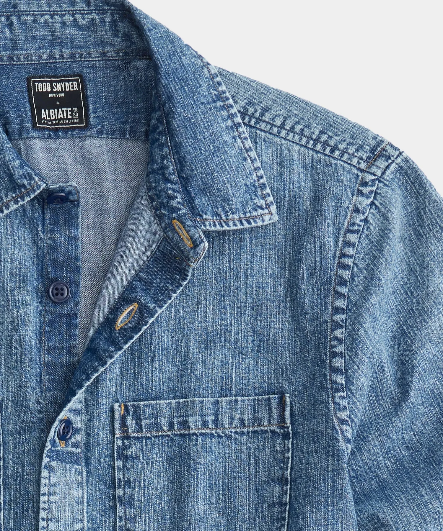 Classic Fit Italian Denim Overshirt in Stone Wash