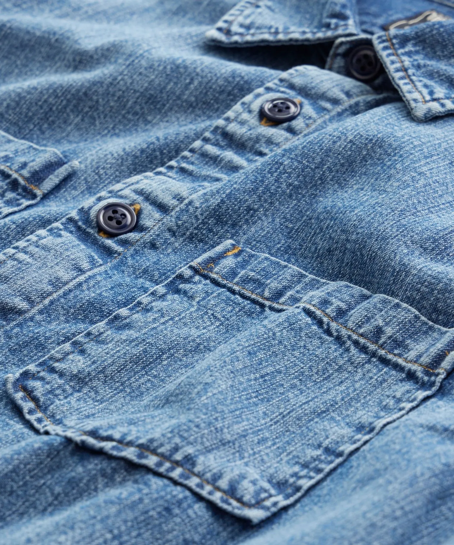 Classic Fit Italian Denim Overshirt in Stone Wash