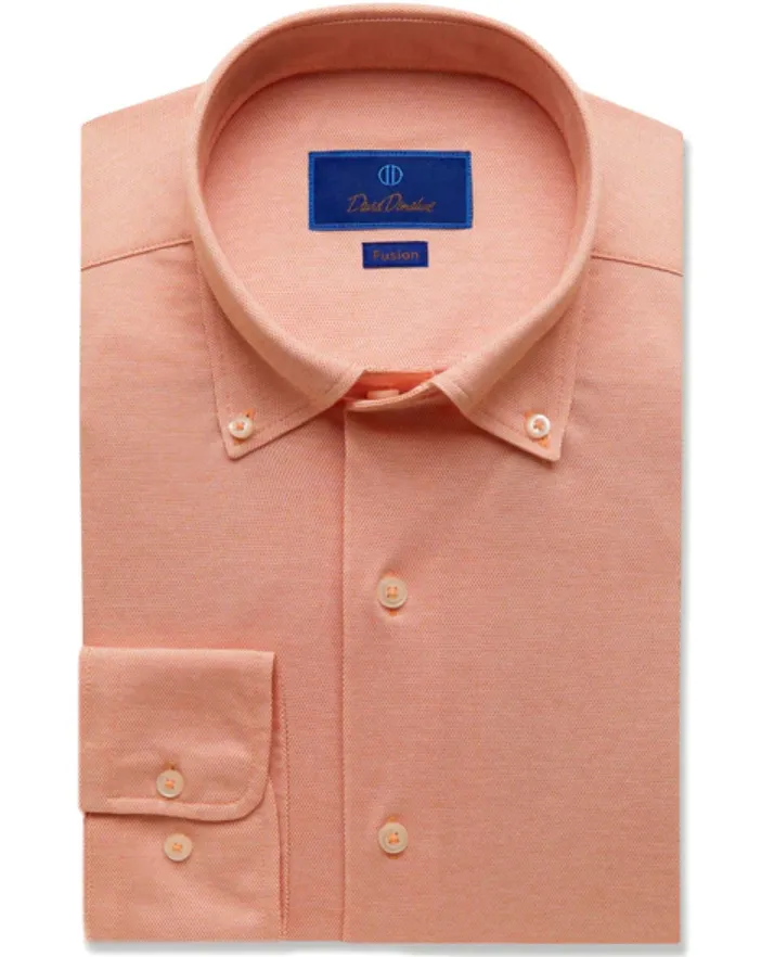 David Donahue Melon Oxford Knit Shirt