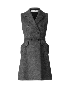 Double-Breasted Belted Vest Dress