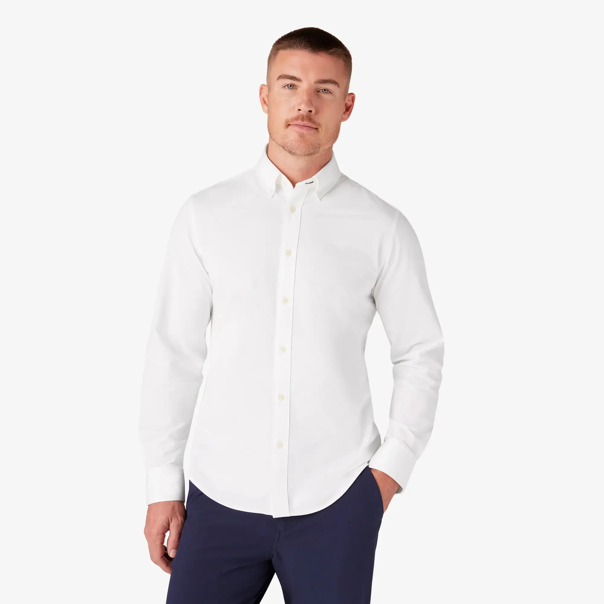 Ellis Oxford Dress Shirt - White | Mizzen   Main