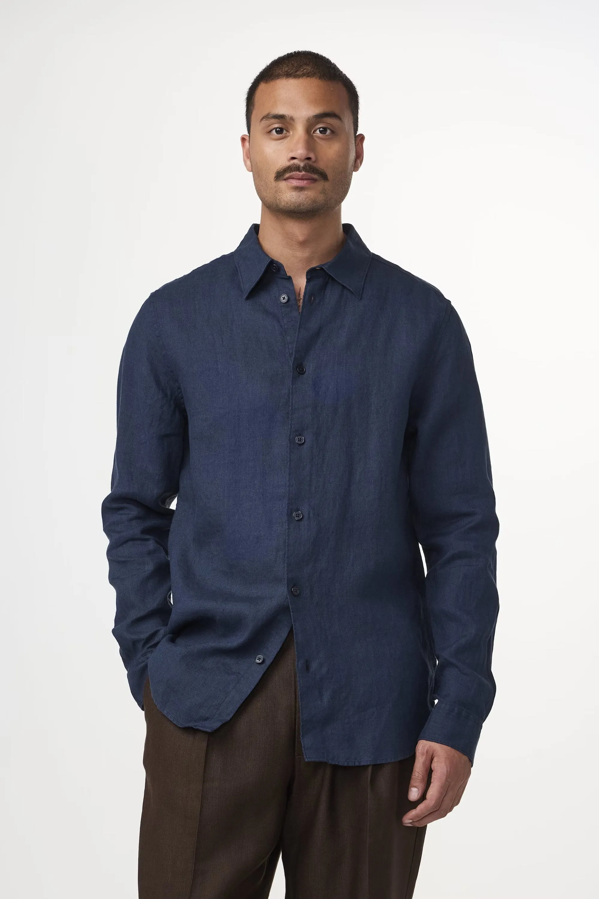 Enzo Linen Shirt - Navy Blue | NN.07