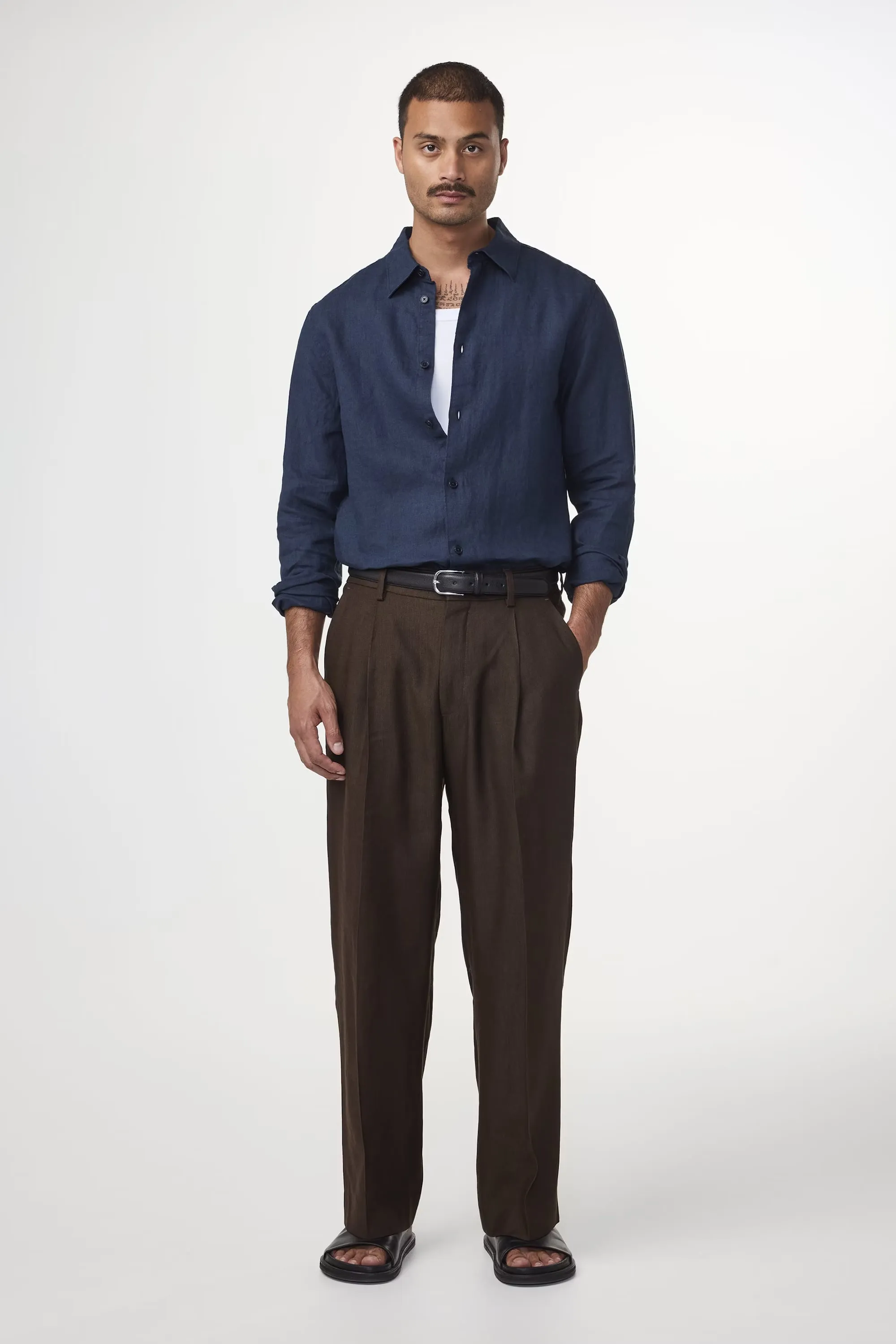 Enzo Linen Shirt - Navy Blue | NN.07