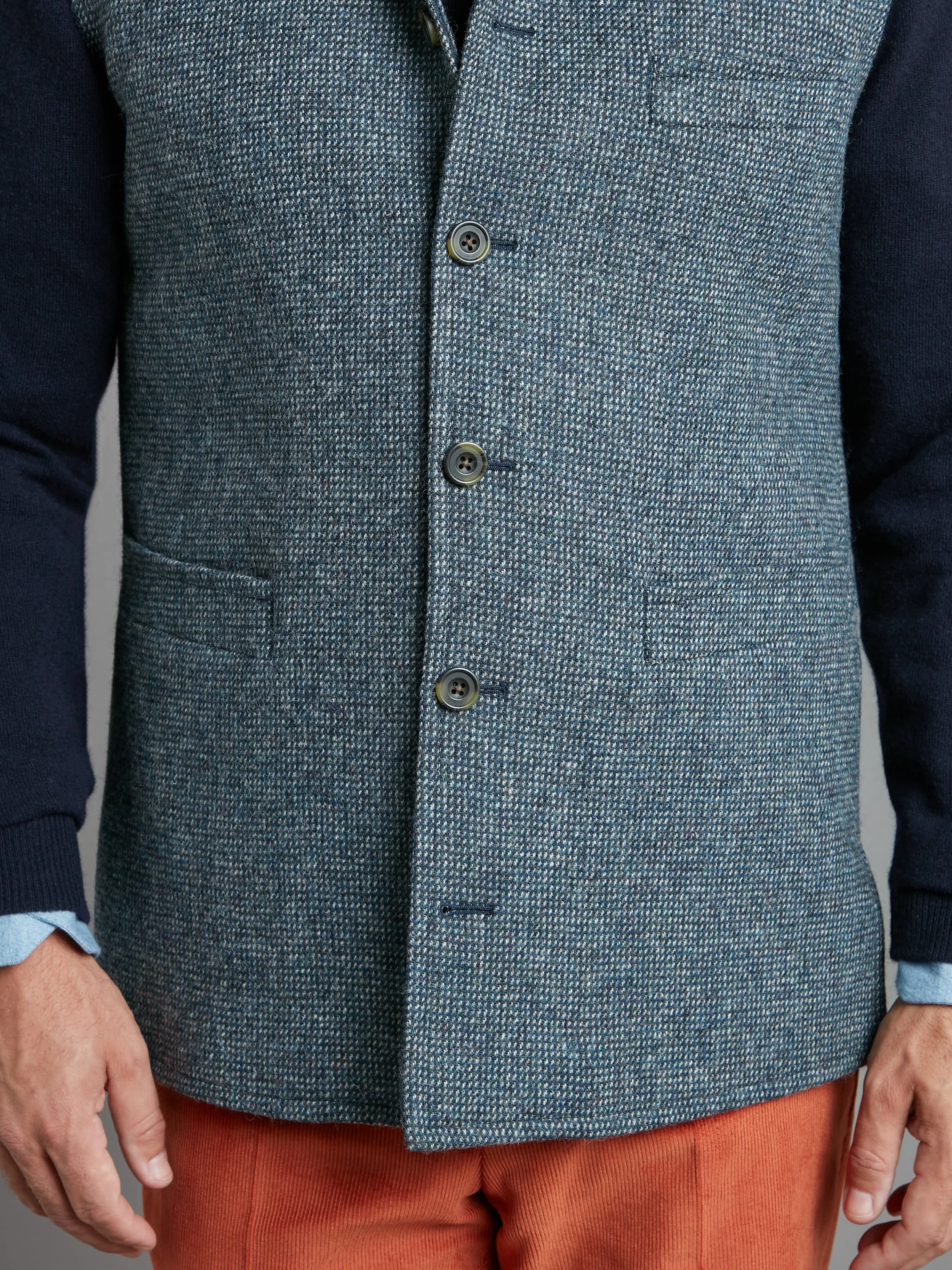 Gilet - Blue Nailhead Tweed