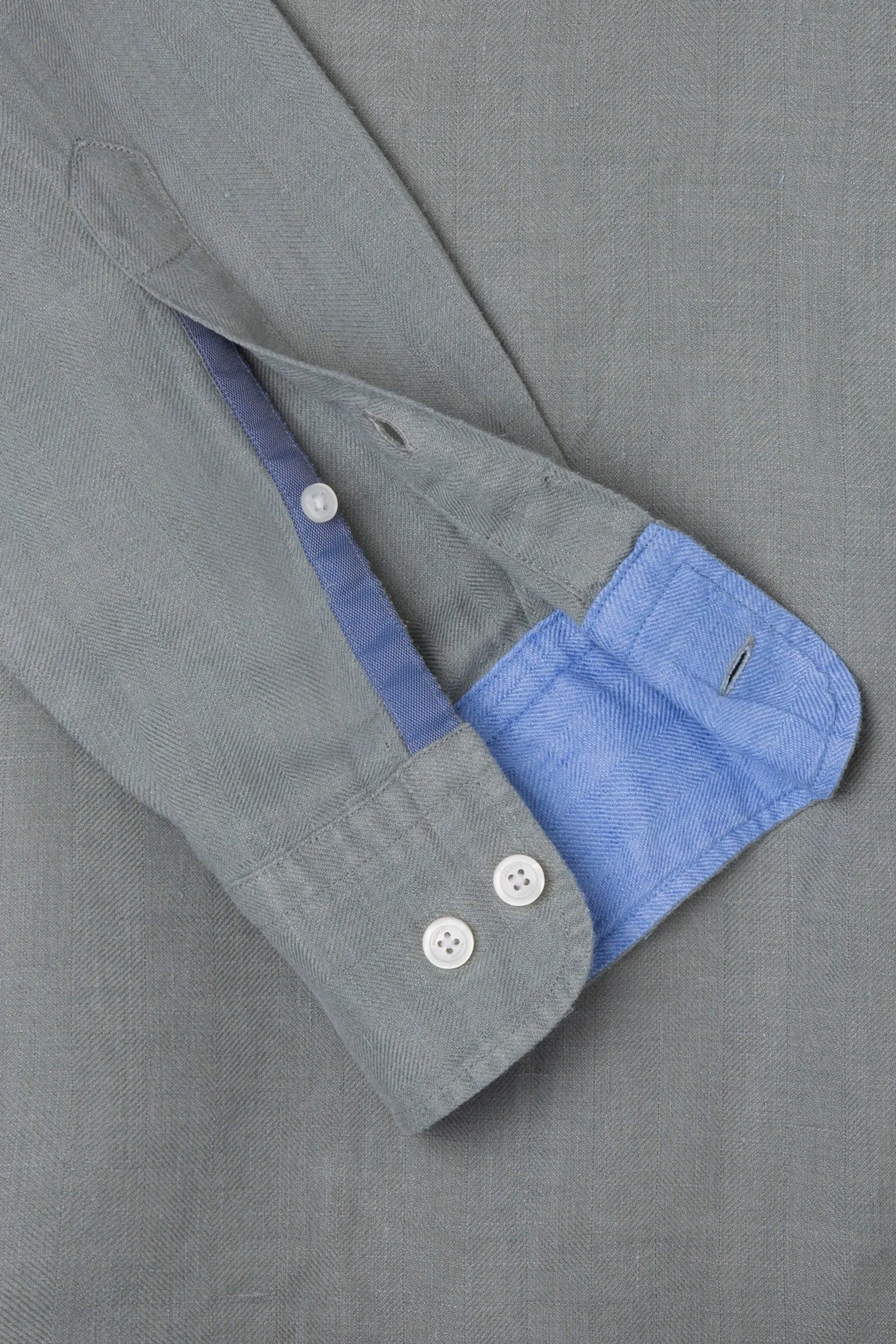 Hackett Long Sleeved Linen Shirt Green