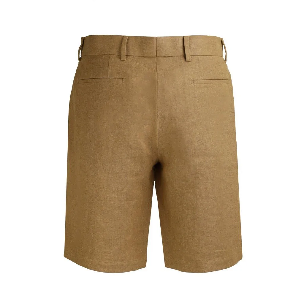 HENRY Linen Tailored Shorts CAMEL
