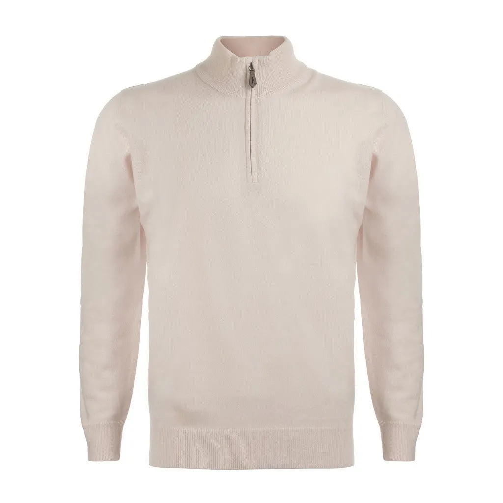 HENRY SARTORIAL Cashmere Quarter Zip 12GG CREAM