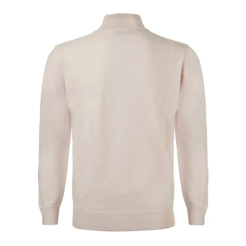 HENRY SARTORIAL Cashmere Quarter Zip 12GG CREAM