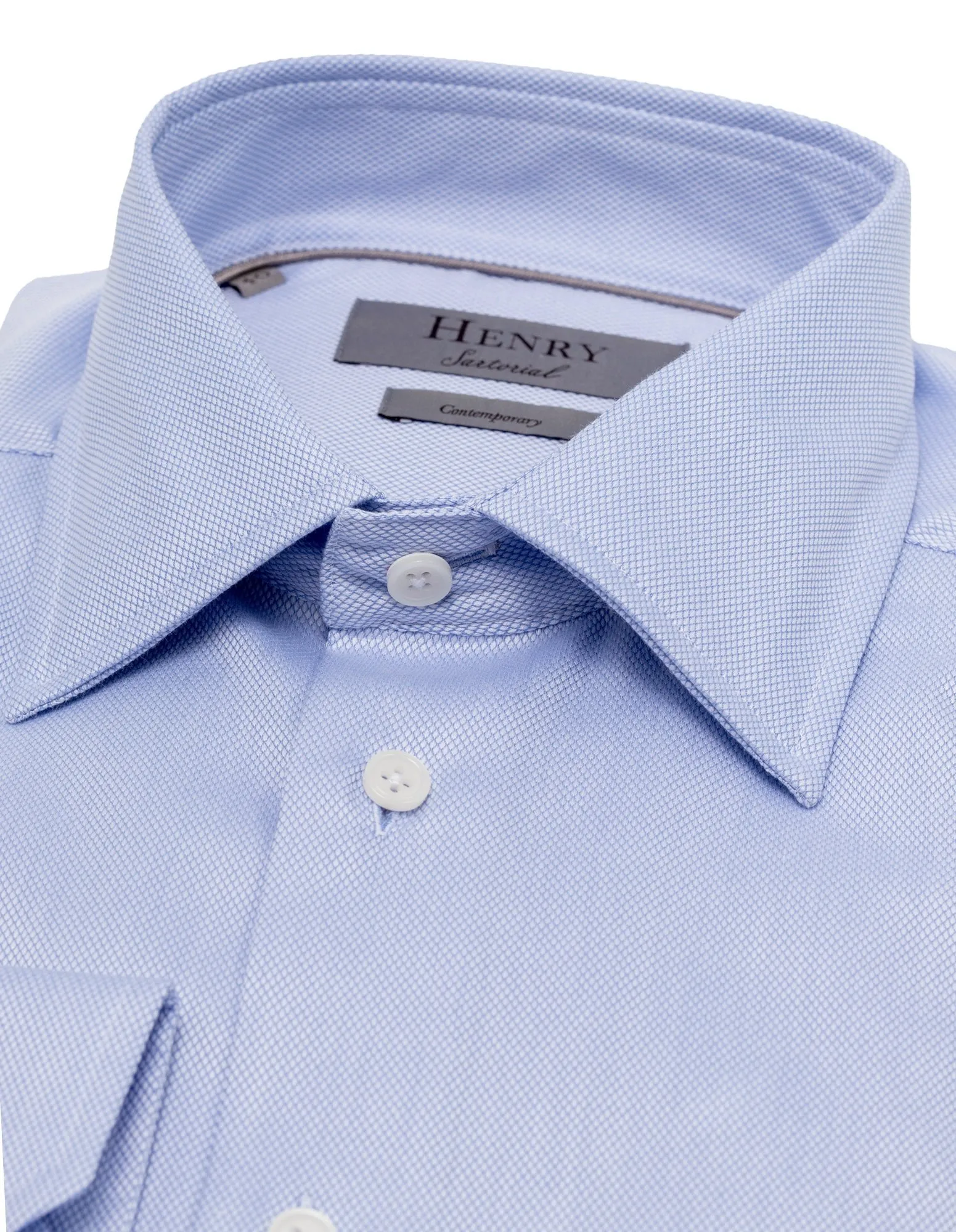 HENRY SARTORIAL Classic Fit Oxford Blended Cotton Shirt BLUE