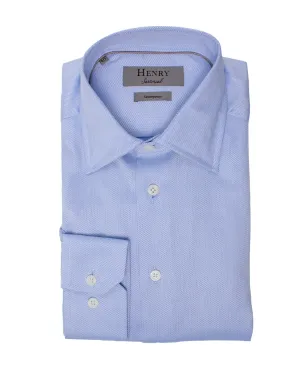 HENRY SARTORIAL Contemporary Fit Oxford Blended Cotton Shirt BLUE