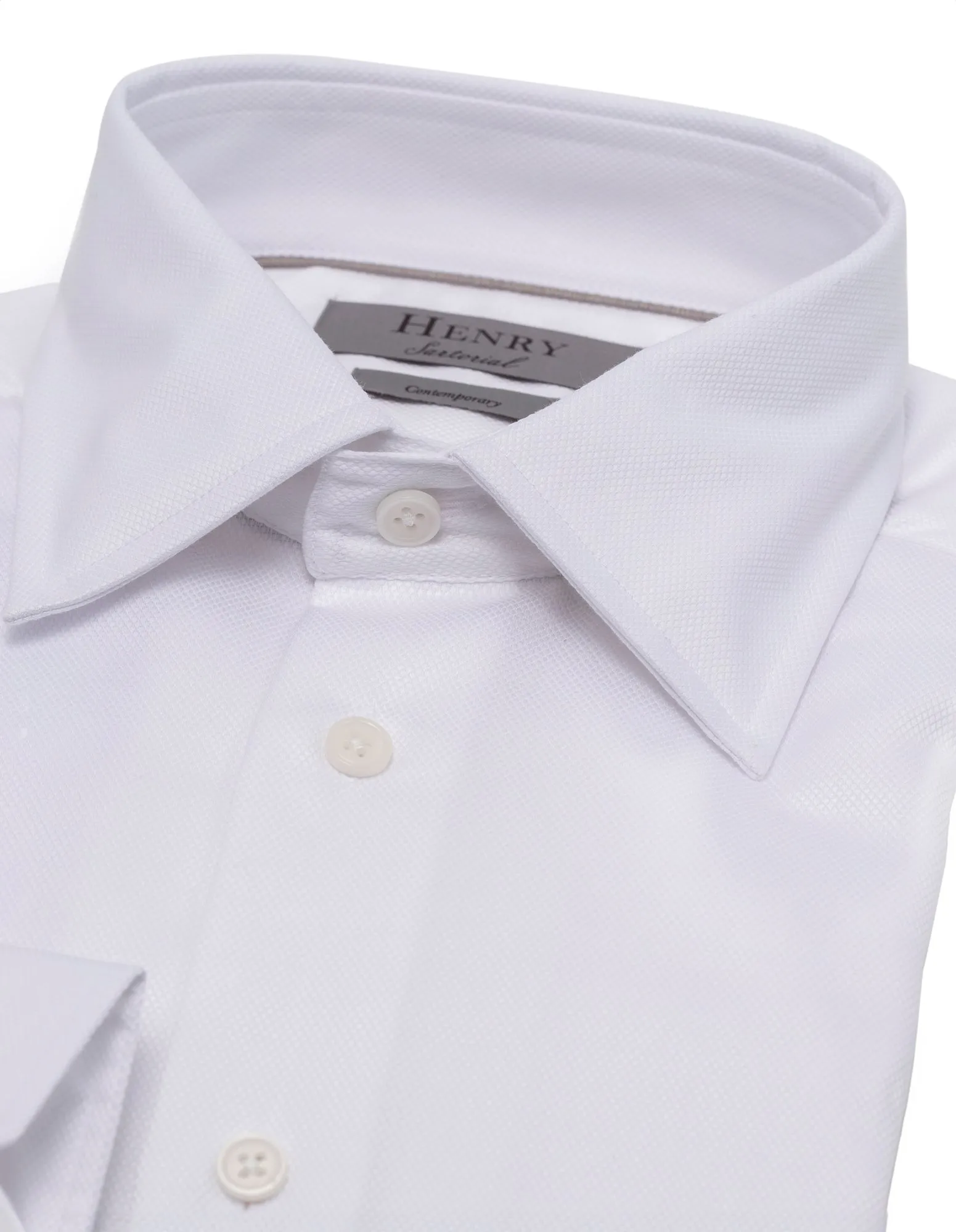 HENRY SARTORIAL Contemporary Fit Oxford Blended Cotton Shirt WHITE