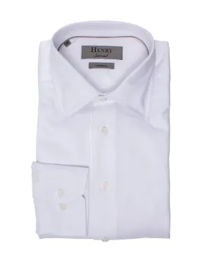 HENRY SARTORIAL Contemporary Fit Oxford Blended Cotton Shirt WHITE