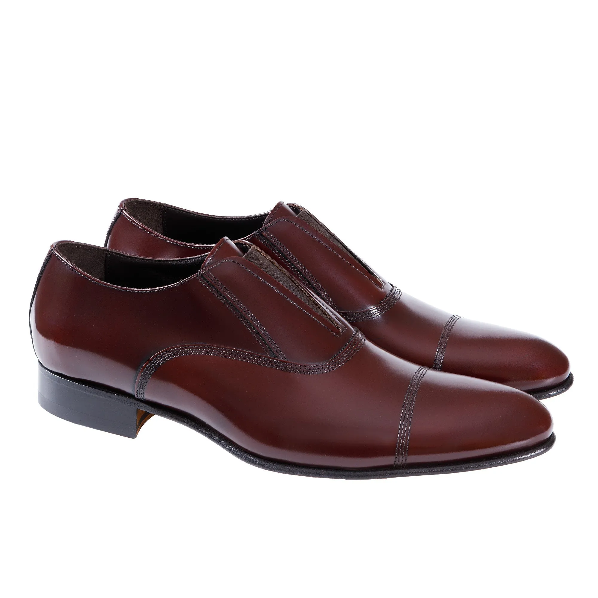 HENRY SARTORIAL Elastic Leather Oxford BURGUNDY