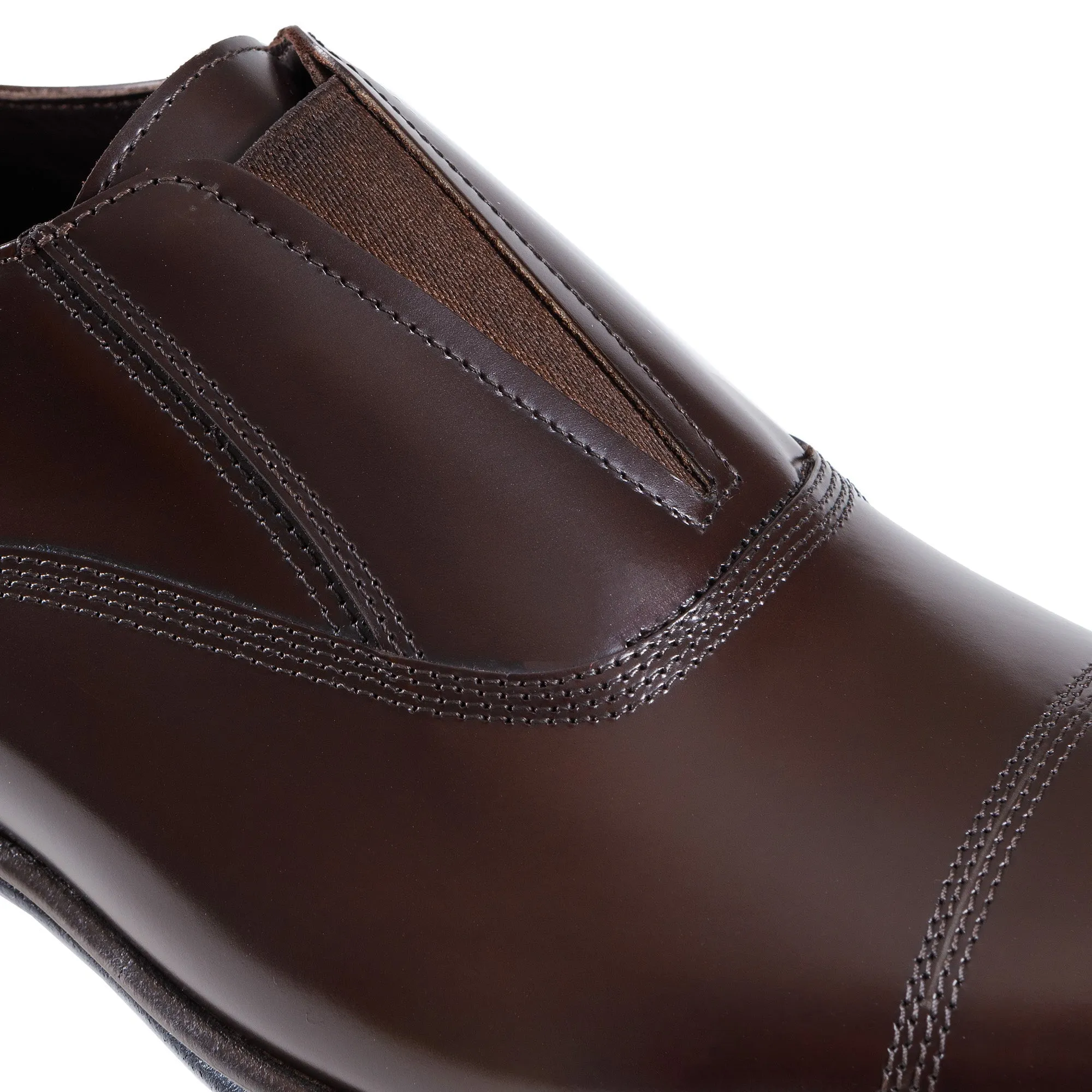 HENRY SARTORIAL Elastic Leather Oxford DARK BROWN