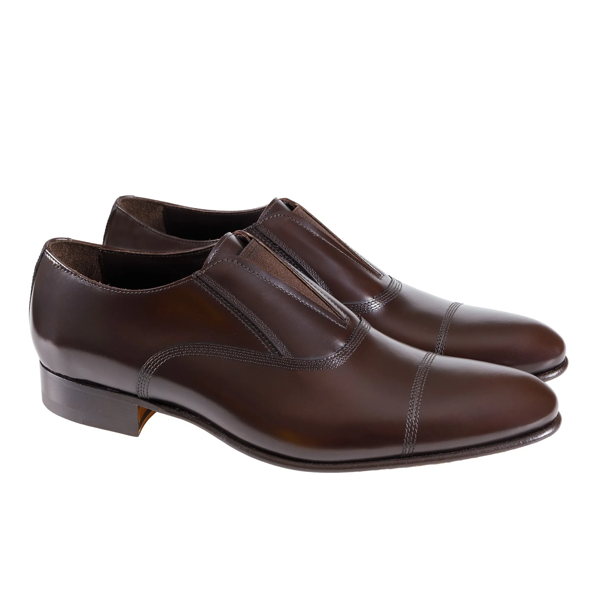 HENRY SARTORIAL Elastic Leather Oxford DARK BROWN