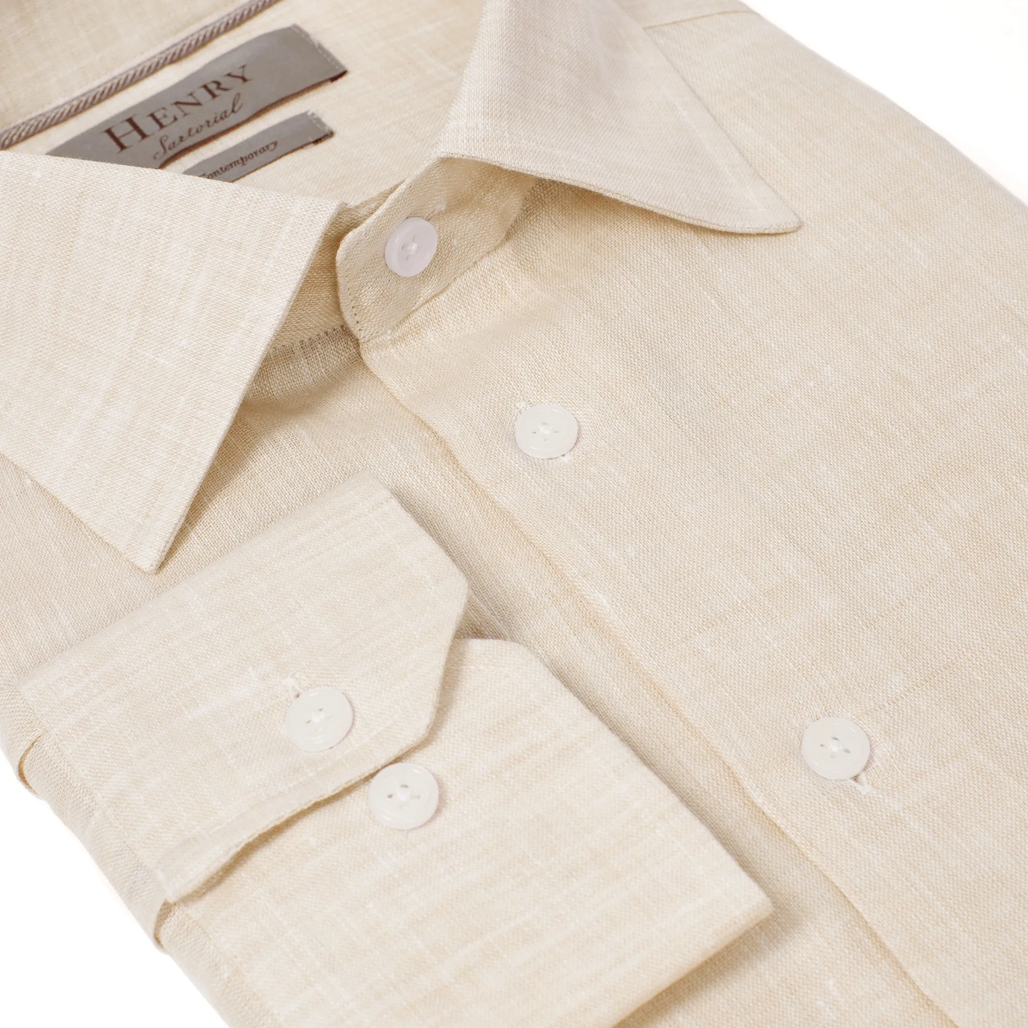 HENRY SARTORIAL Linen Shirt NATURAL