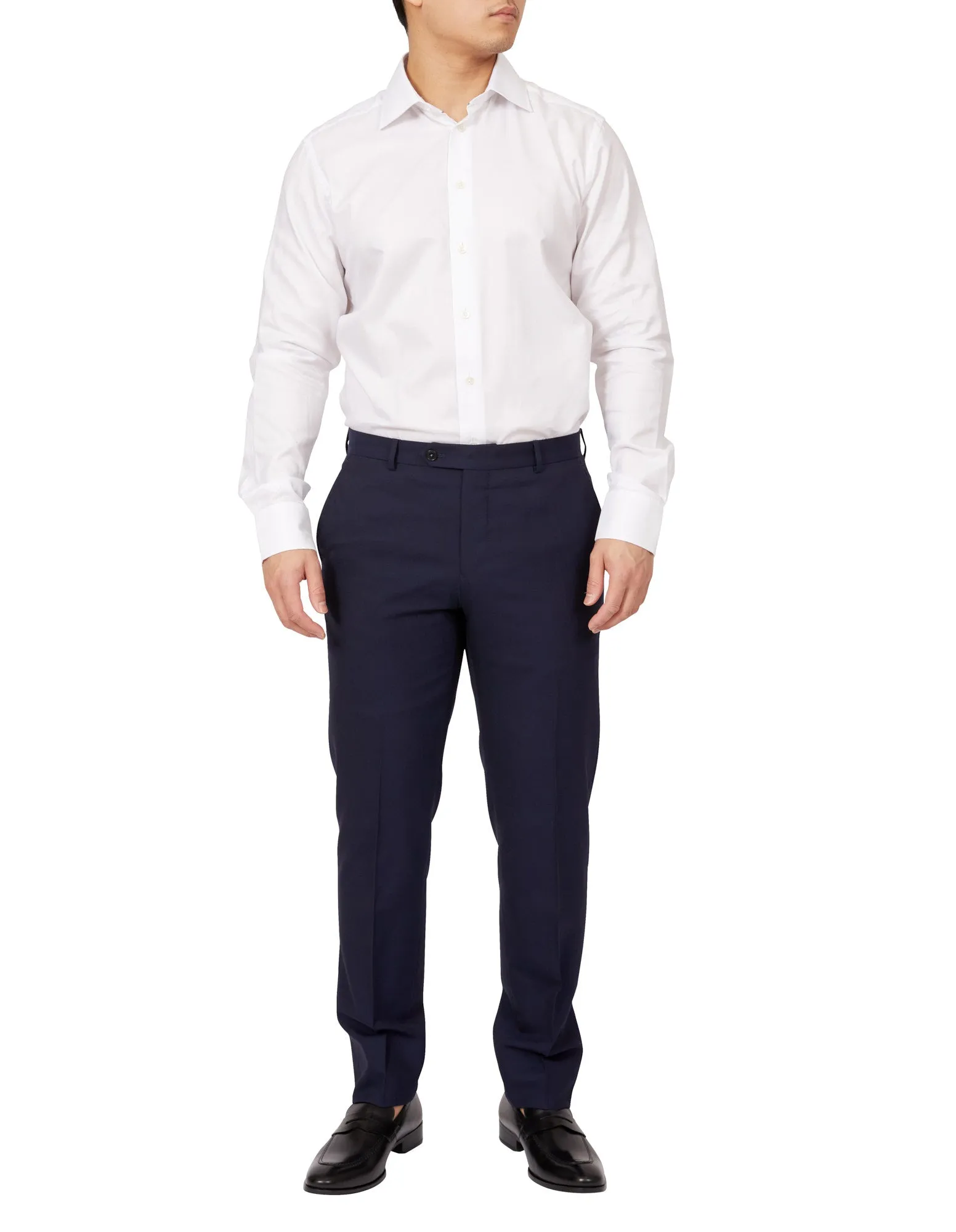 HENRY SARTORIAL Oxford Cotton Shirt Contemporary Fit WHITE