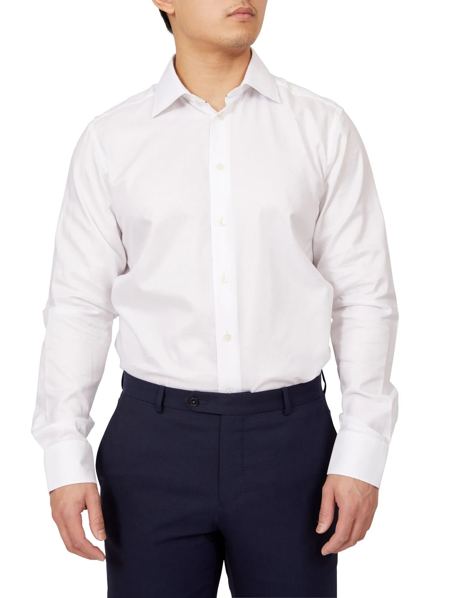 HENRY SARTORIAL Oxford Cotton Shirt Contemporary Fit WHITE