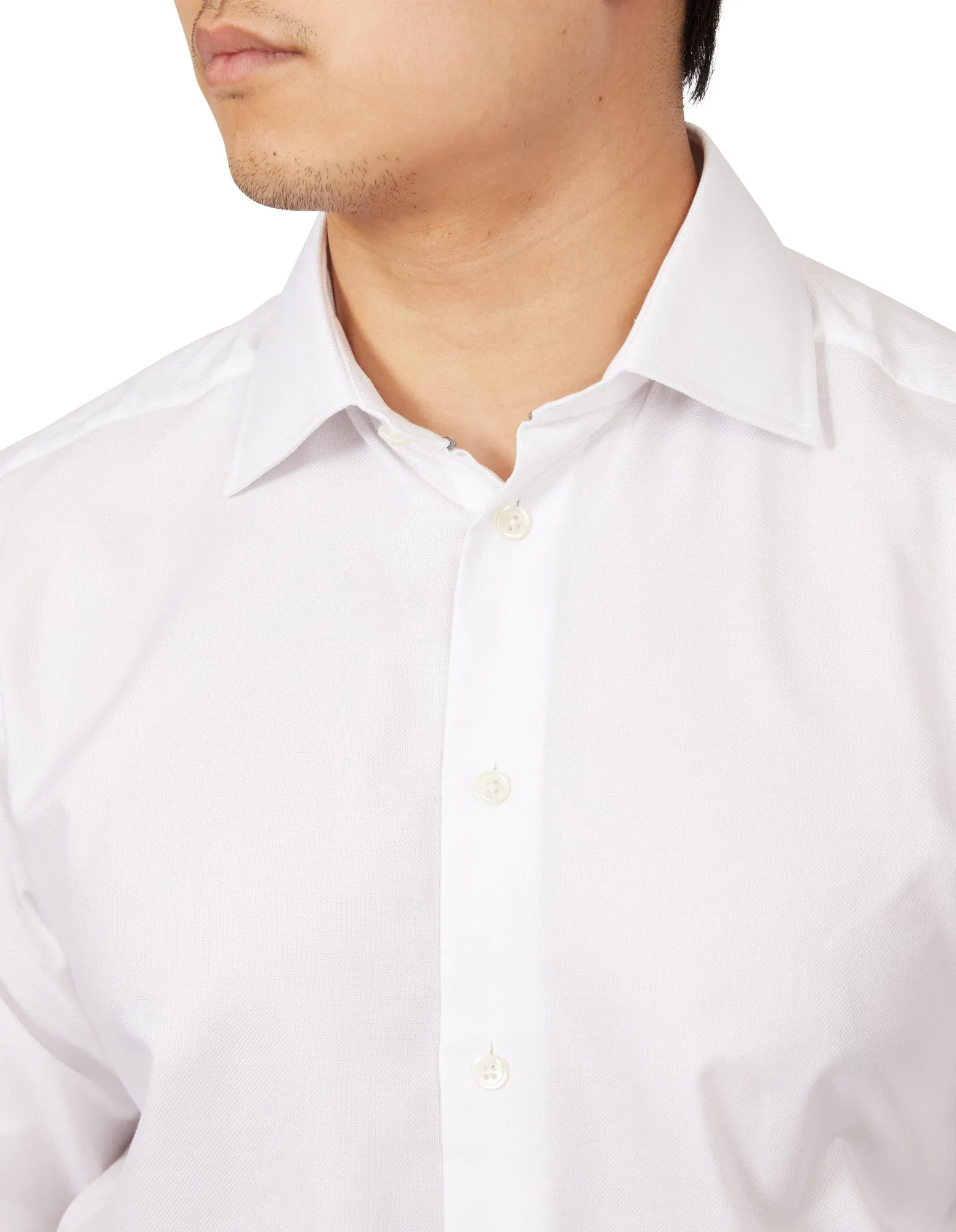 HENRY SARTORIAL Oxford Cotton Shirt Contemporary Fit WHITE