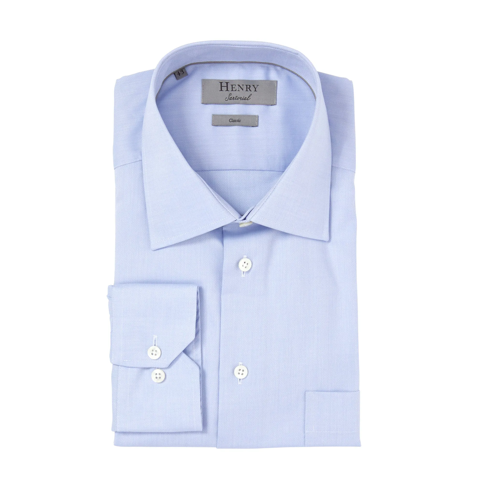 HENRY SARTORIAL Pinpoint Cotton Shirt Classic Fit BLUE