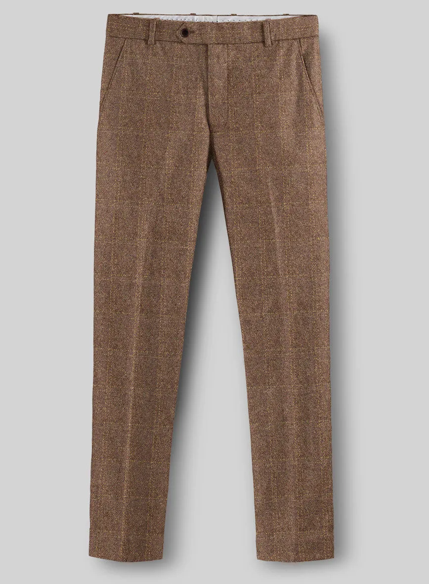 Highlander Dark Beige Windowpane Tweed Pants