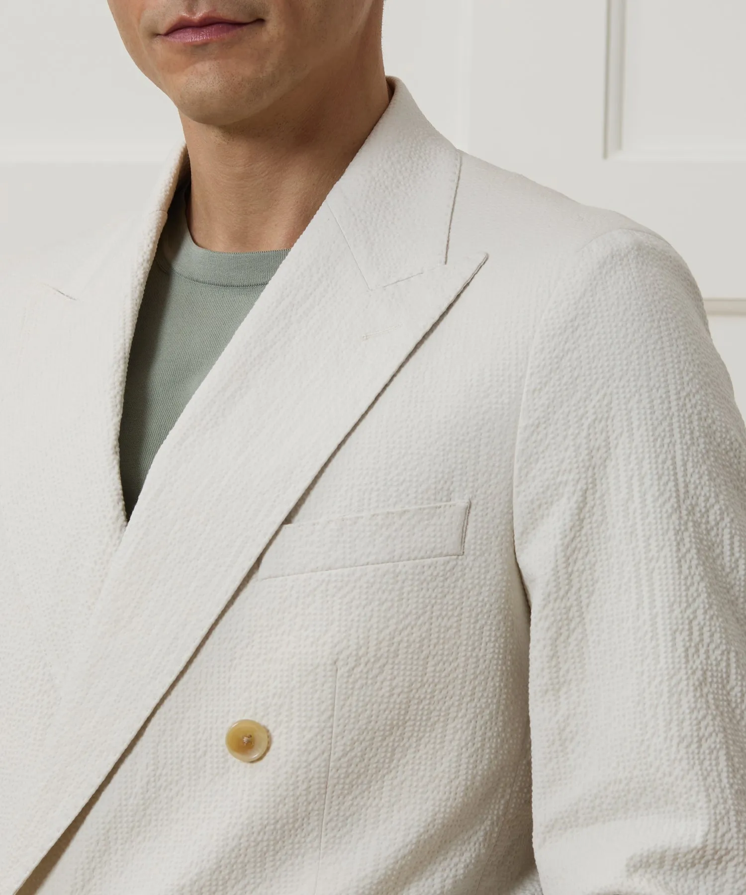 Italian Seersucker Double-Breasted Suit